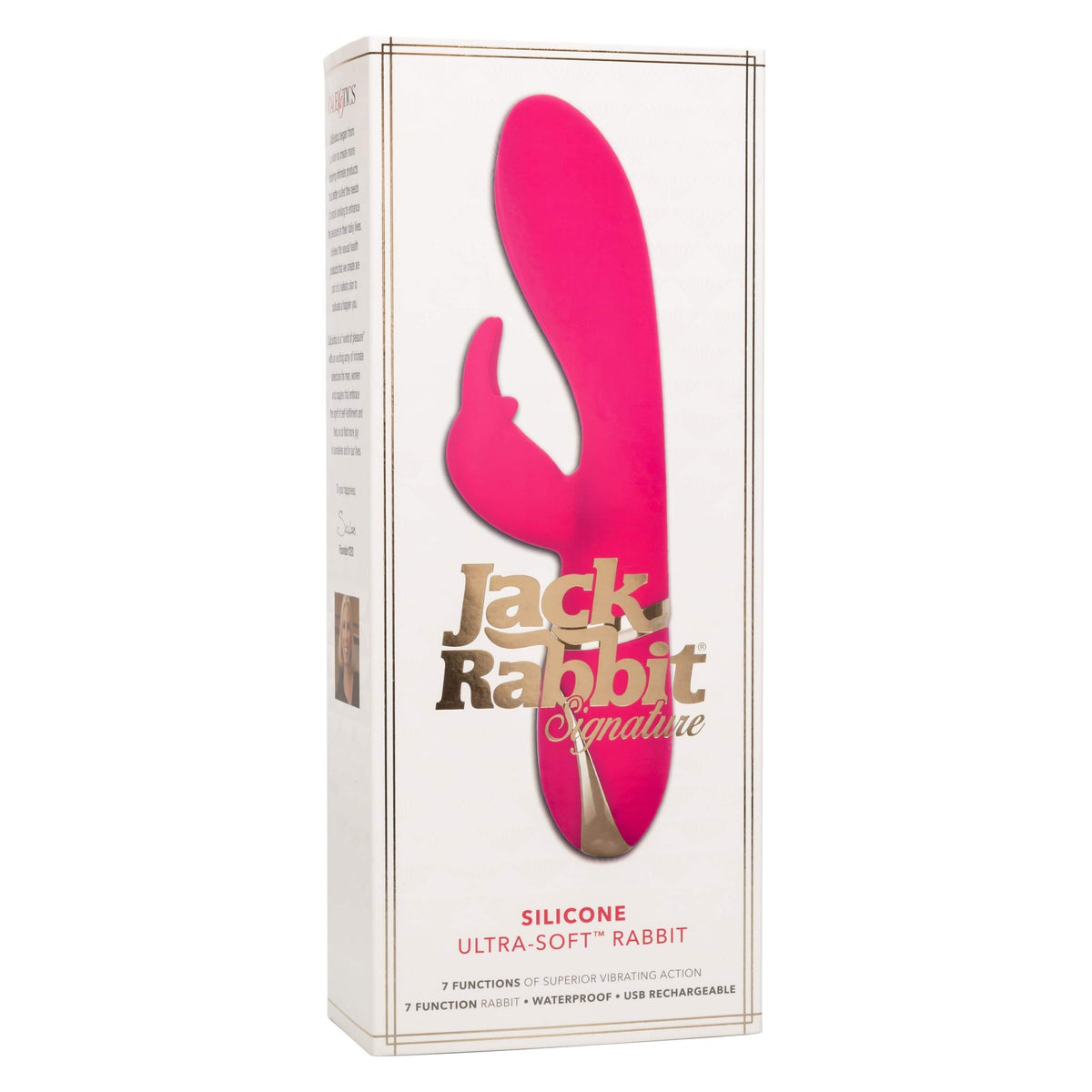 California Exotics - Jack Rabbit Signature Silicone Ultra Soft Rabbit Vibrator (Pink) Rabbit Dildo (Vibration) Rechargeable 716770093264 CherryAffairs