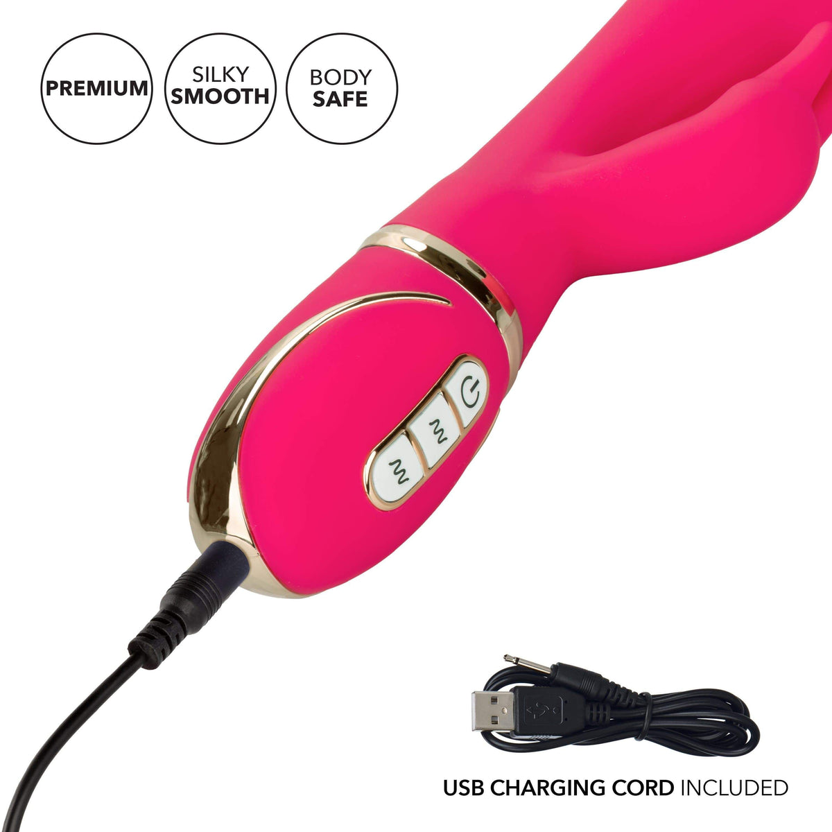 California Exotics - Jack Rabbit Signature Silicone Ultra Soft Rabbit Vibrator (Pink) Rabbit Dildo (Vibration) Rechargeable 716770093264 CherryAffairs