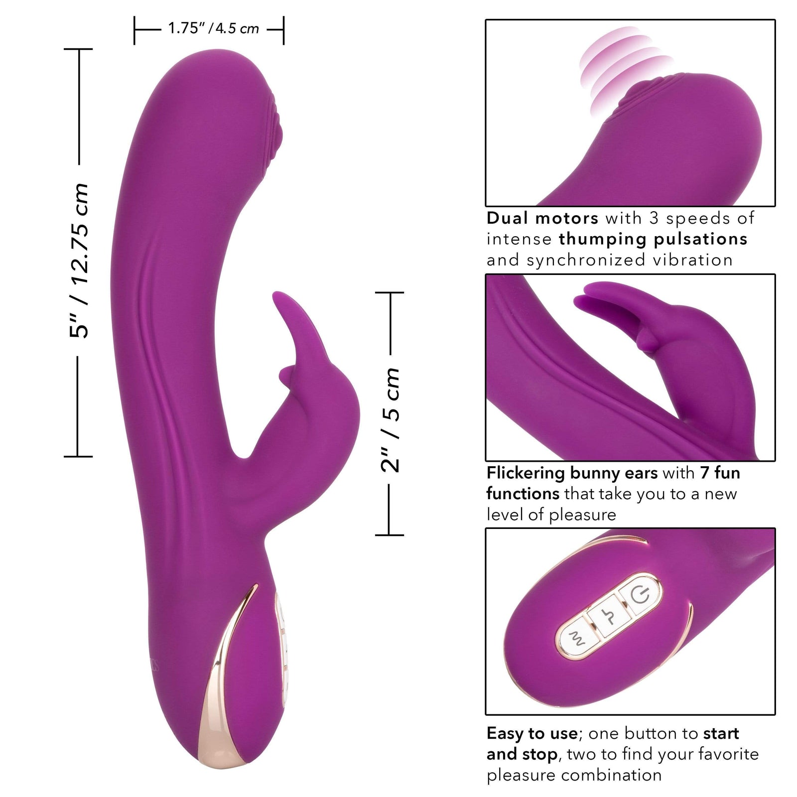 California Exotics - Jack Rabbit Signature Silicone Thumping Rabbit Vibrator (Purple) Rabbit Dildo (Vibration) Rechargeable 716770093288 CherryAffairs