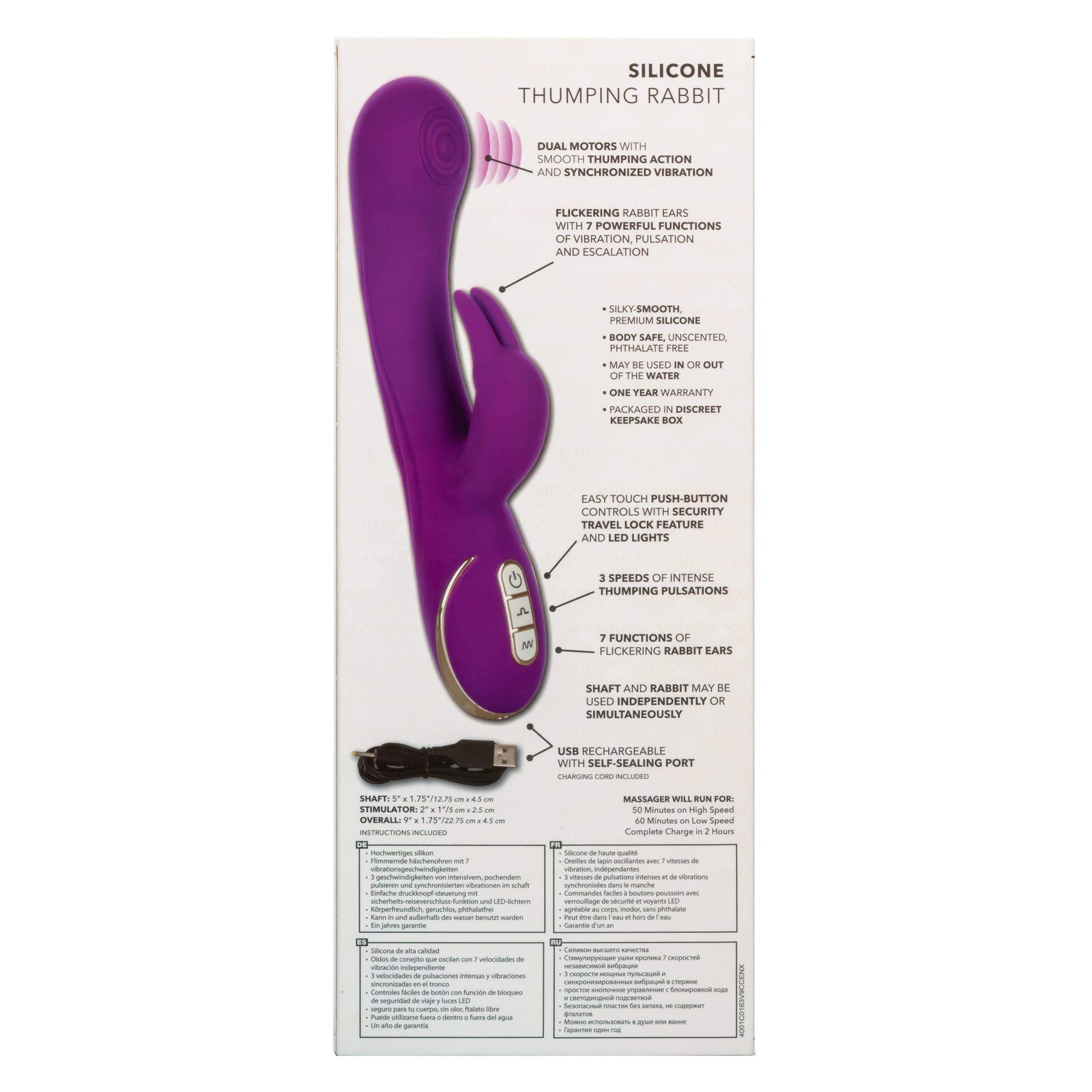 California Exotics - Jack Rabbit Signature Silicone Thumping Rabbit Vibrator (Purple) Rabbit Dildo (Vibration) Rechargeable 716770093288 CherryAffairs
