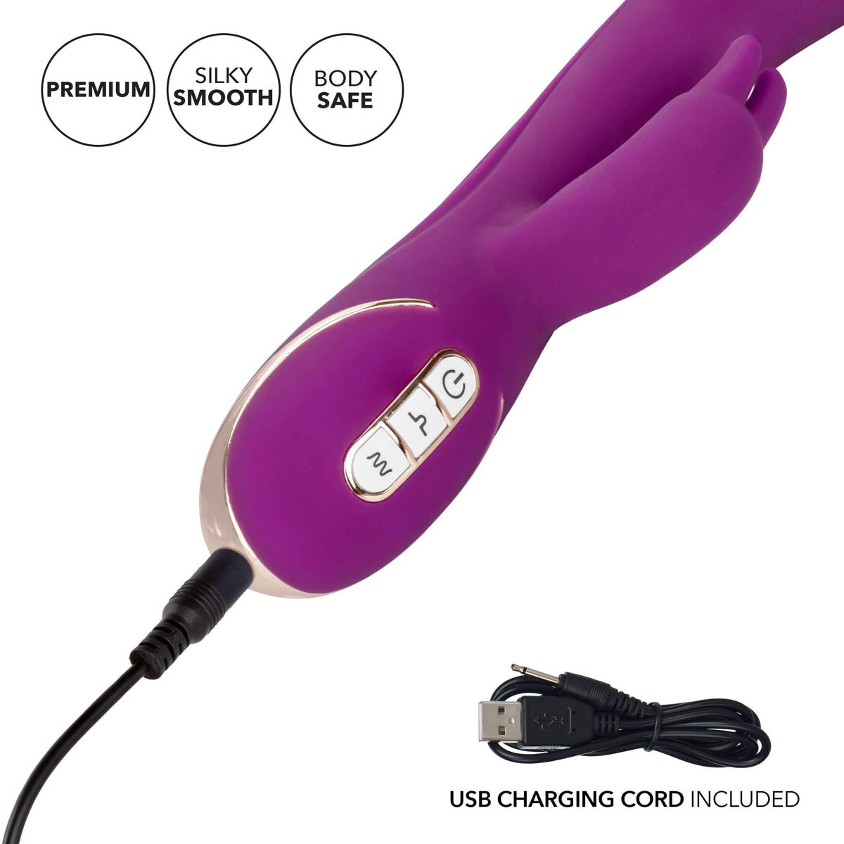 California Exotics - Jack Rabbit Signature Silicone Thumping Rabbit Vibrator (Purple) Rabbit Dildo (Vibration) Rechargeable 716770093288 CherryAffairs