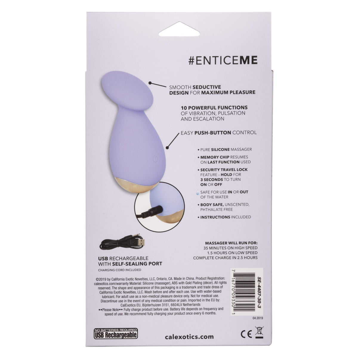 California Exotics - Slay EnticeMe Silicone Clit Massger (Purple) Clit Massager (Vibration) Rechargeable 716770093301 CherryAffairs