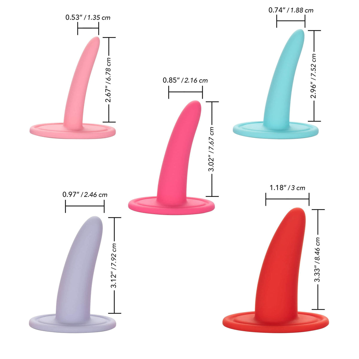 California Exotics - She-ology 5 piece Wearable Vaginal Dilator Set (Multi Colour) Non Realistic Dildo w/o suction cup (Non Vibration) 716770093332 CherryAffairs