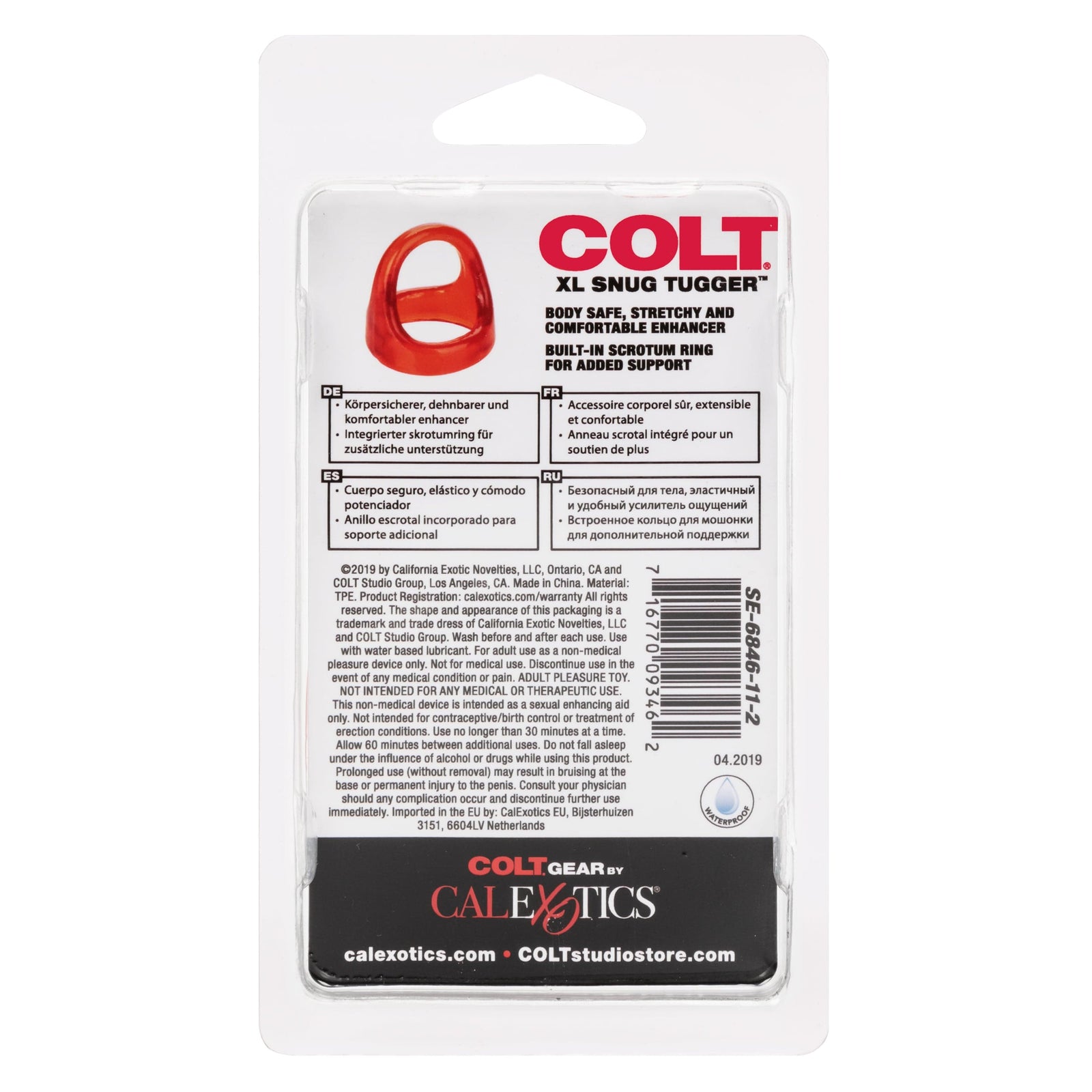 California Exotics - COLT XL Snug Tugger Dual Support Cock Ring (Red) Rubber Cock Ring (Non Vibration) 716770093462 CherryAffairs
