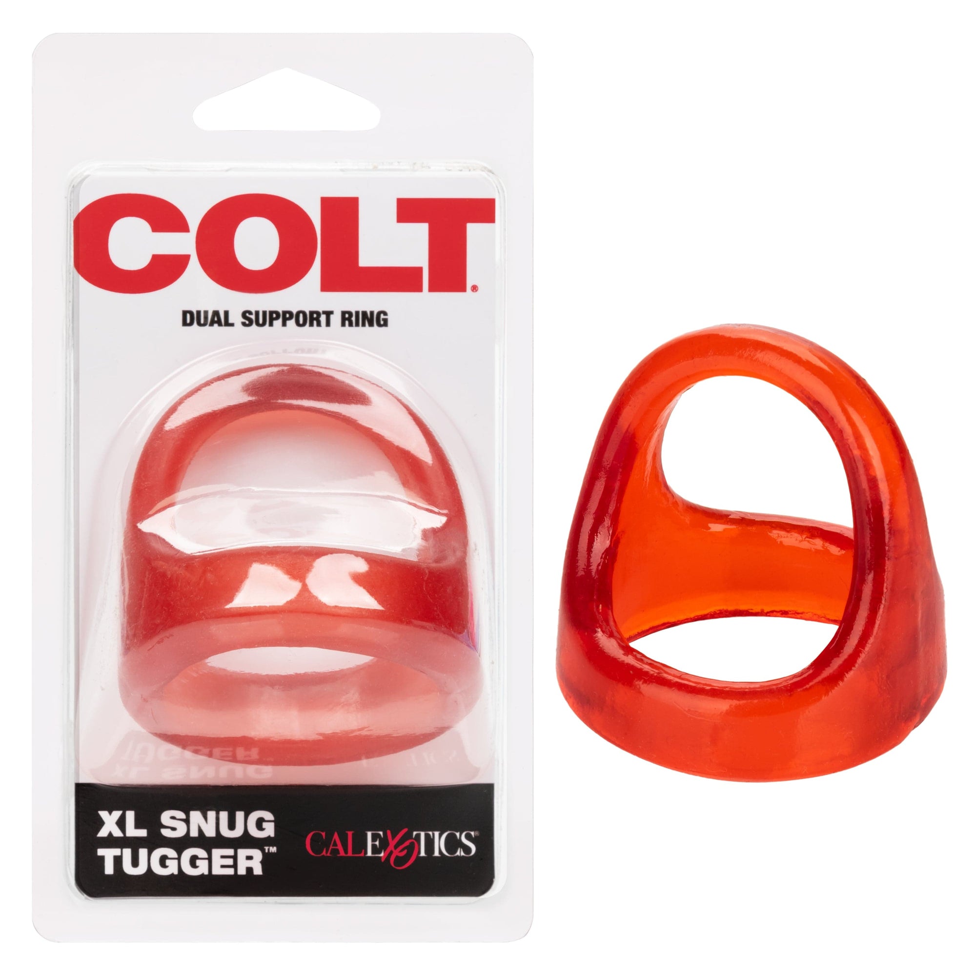 California Exotics - COLT XL Snug Tugger Dual Support Cock Ring (Red) Rubber Cock Ring (Non Vibration) 716770093462 CherryAffairs