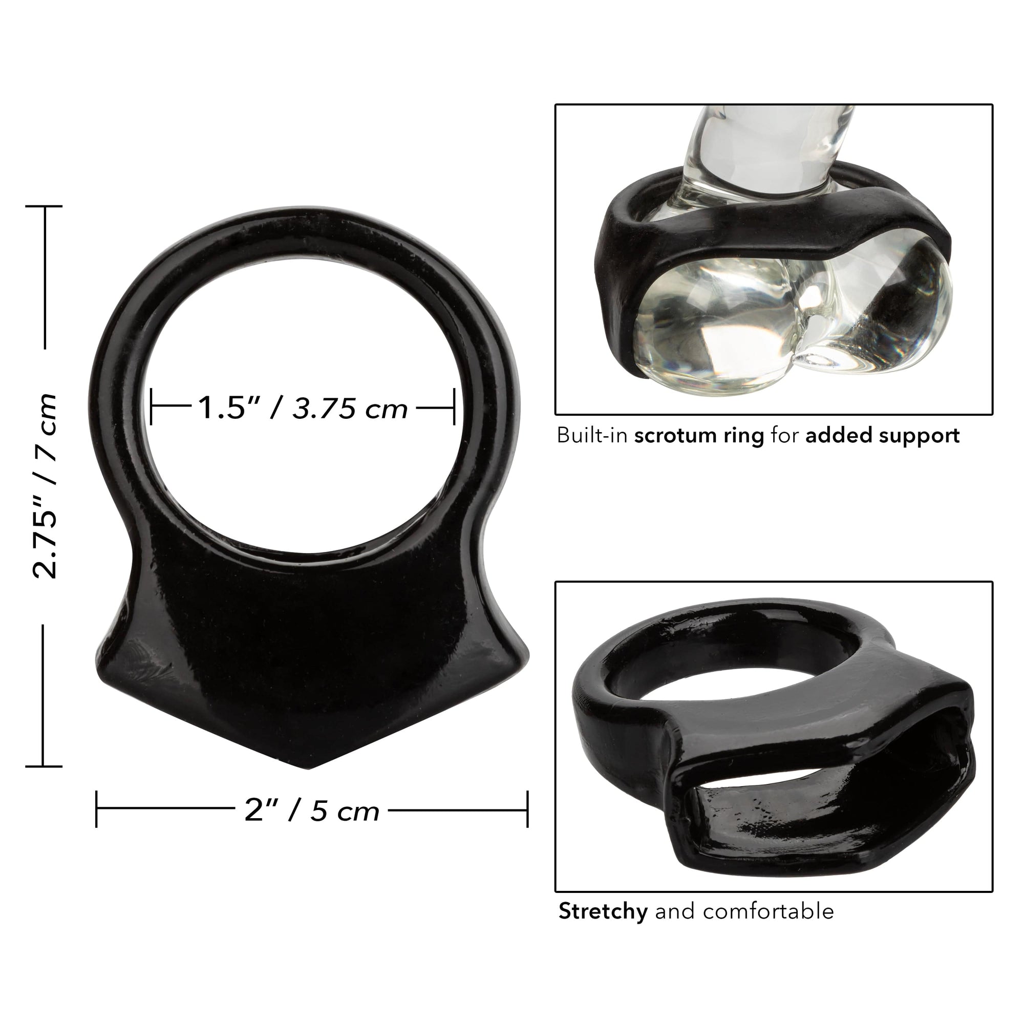 California Exotics - COLT Snug Grip Dual Support Cock Ring (Black) Rubber Cock Ring (Non Vibration) 620049509 CherryAffairs