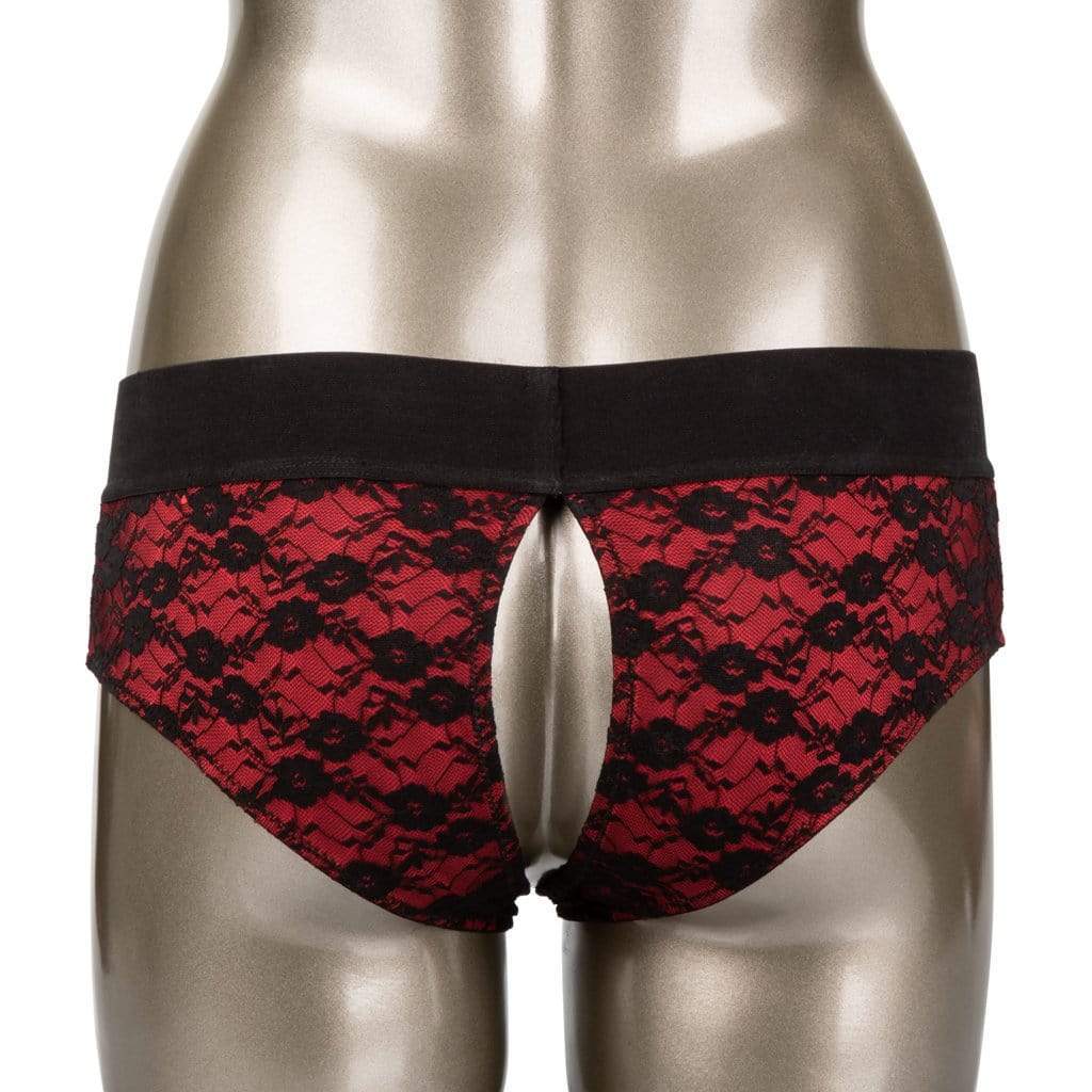 California Exotics - Scandal Crotchless Pegging Panty Set L/XL (Red) Strap On with Non hollow Dildo for Female (Non Vibration) 716770093547 CherryAffairs