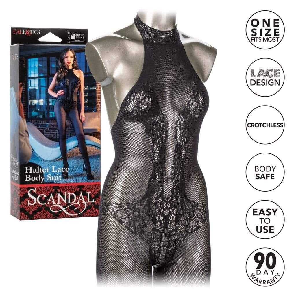 California Exotics - Scandal Halter Lace Body Suit Costume O/S (Black) Costumes Durio Asia