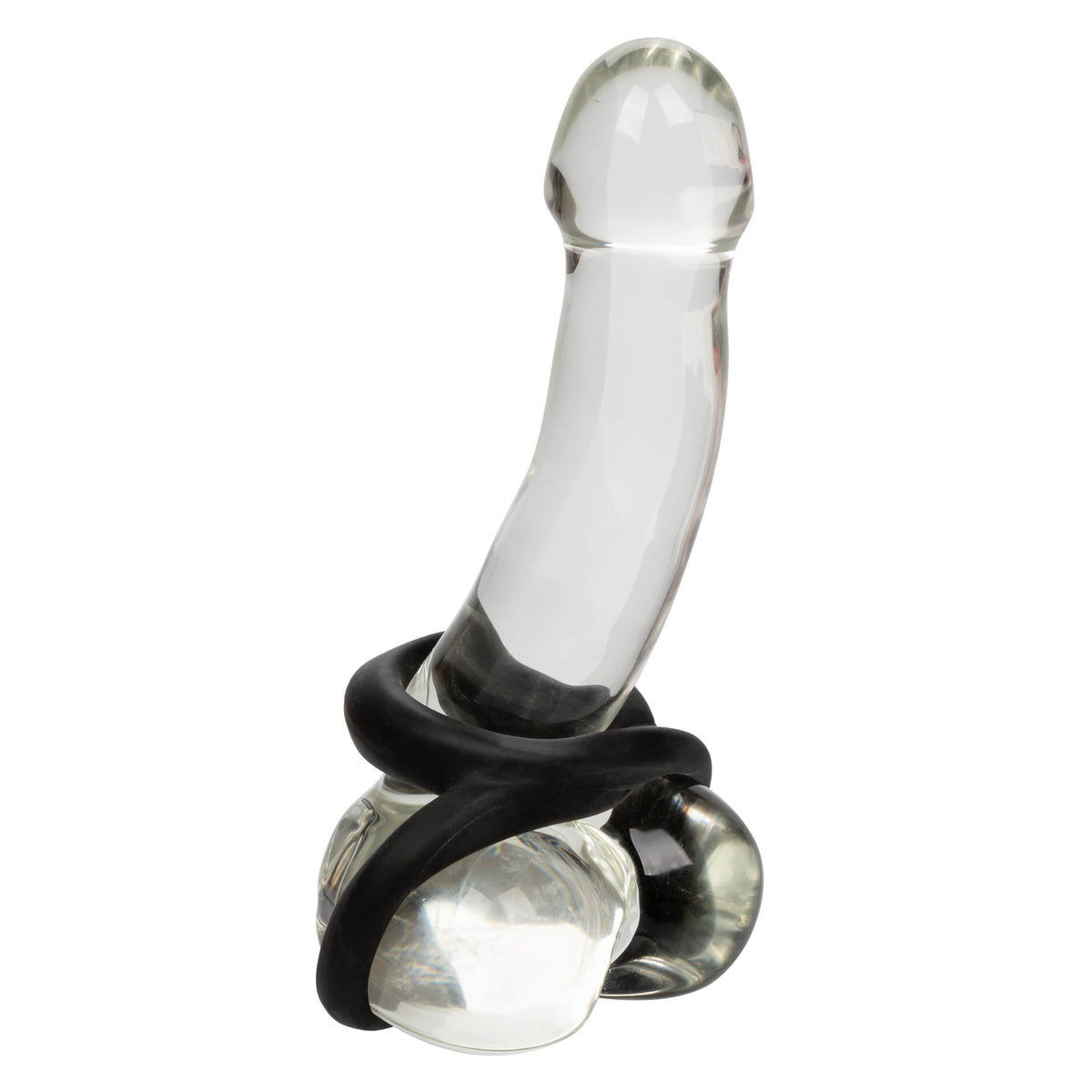 California Exotics - Ultra Soft Crazy 8 Dual Cock Ring (Black) Rubber Cock Ring (Non Vibration) 620084715 CherryAffairs