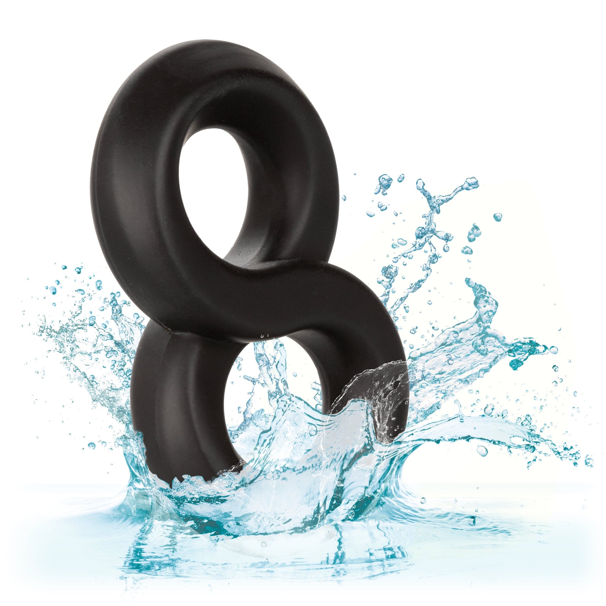 California Exotics - Ultra Soft Crazy 8 Dual Cock Ring (Black) Rubber Cock Ring (Non Vibration) 716770093738 CherryAffairs