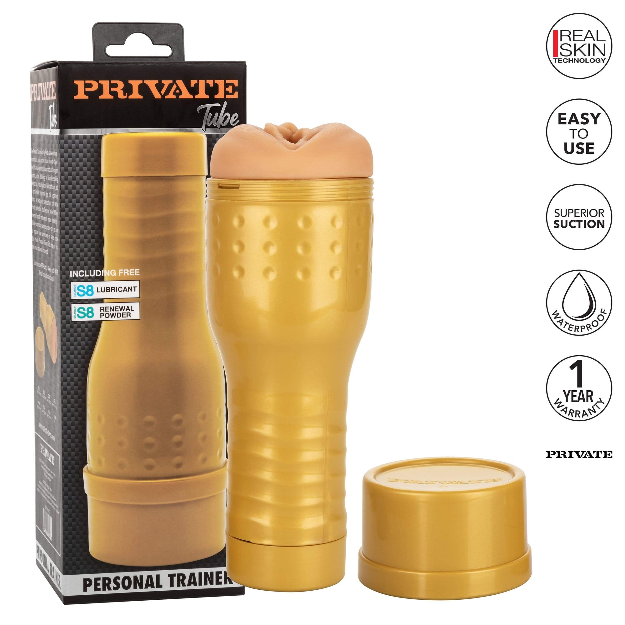 California Exotics - Private Tube Personal Trainer Pussy Masturbator (Gold) Masturbator Vagina (Non Vibration) Durio Asia