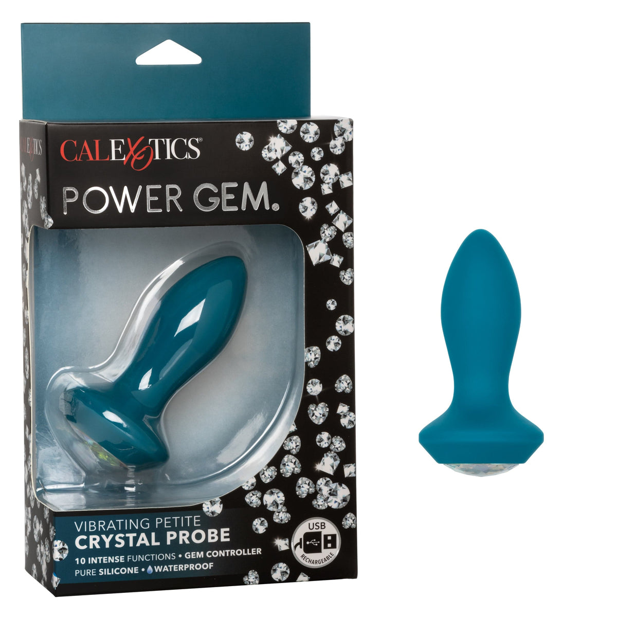 California Exotics - Power Gem Vibrating Petite Crystal Probe Anal Plug (Blue) Anal Plug (Vibration) Rechargeable 620084903 CherryAffairs