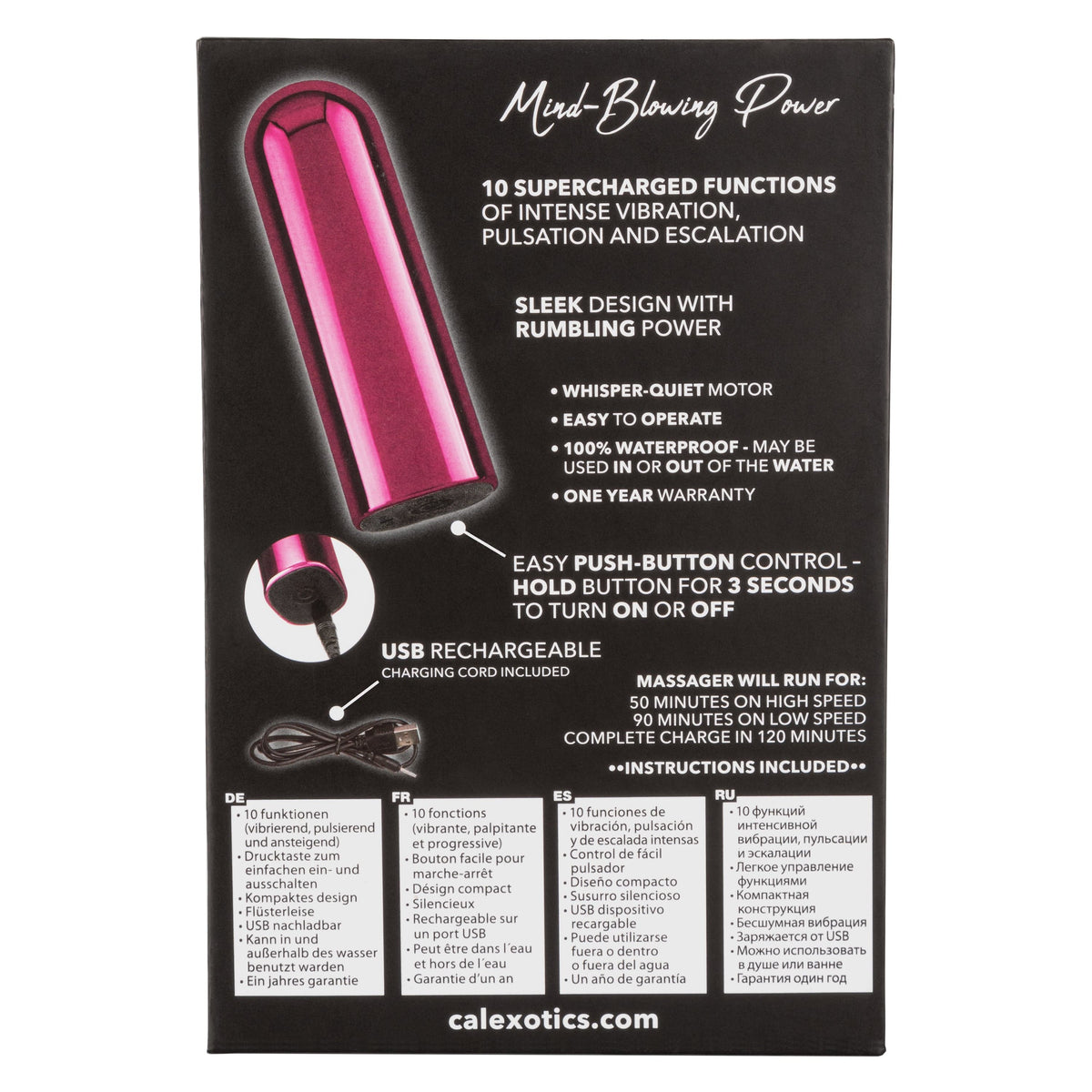 California Exotics - Fierce Power Glam Bullet Vibrator (Pink) Bullet (Vibration) Rechargeable 716770094261 CherryAffairs