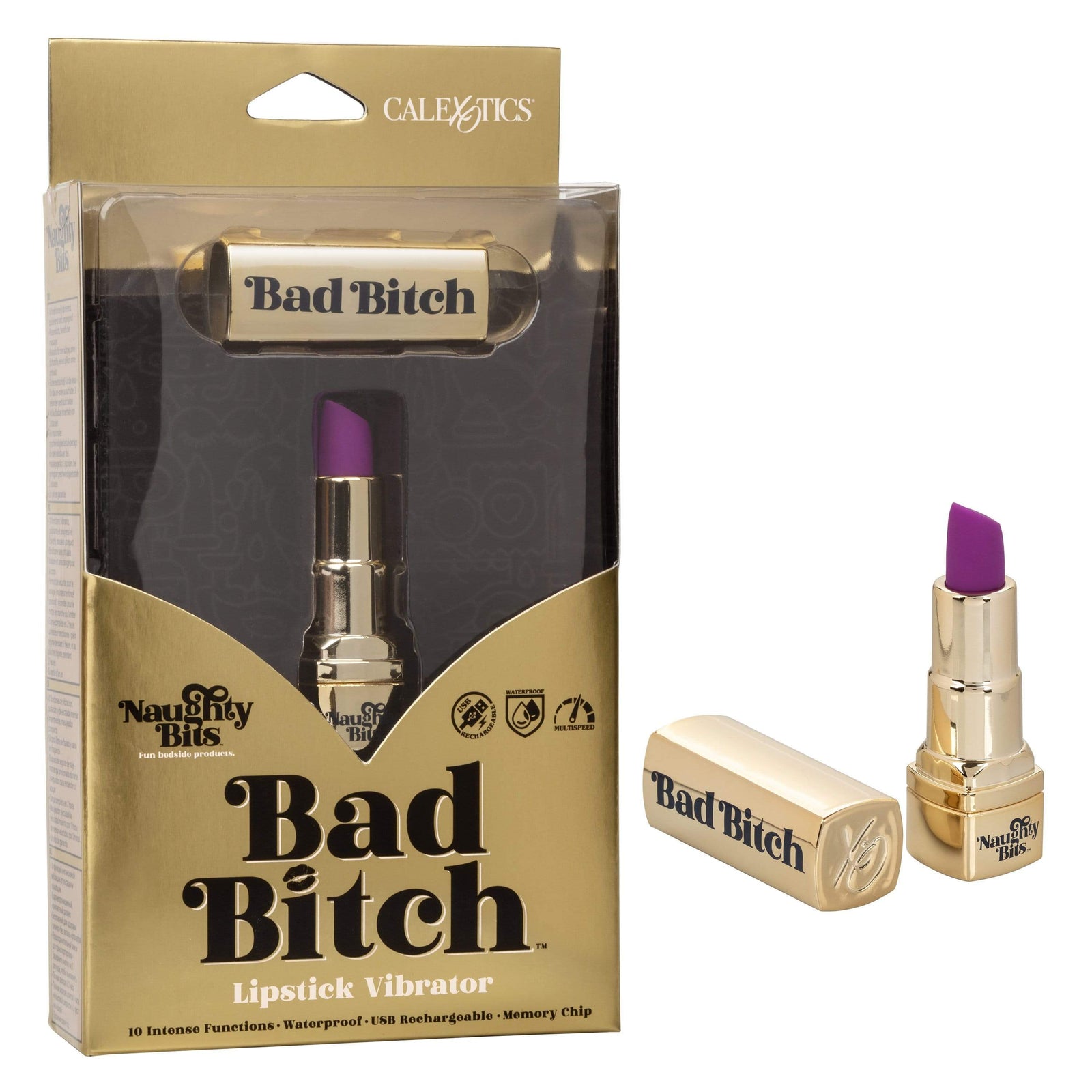 California Exotics - Naughty Bits Bad Bitch Discreet Lipstick Vibrator (Gold) Discreet Toys 716770094292 CherryAffairs