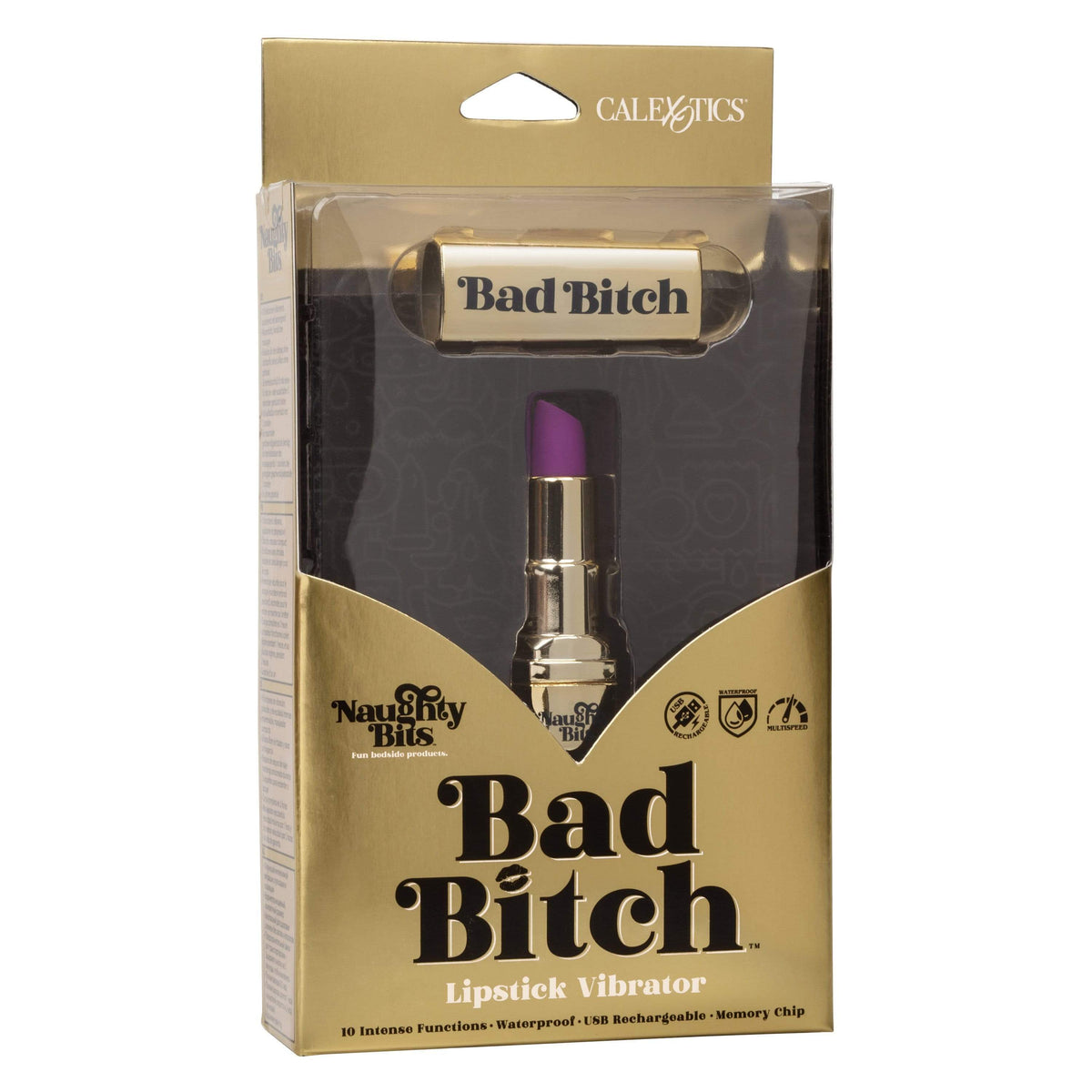 California Exotics - Naughty Bits Bad Bitch Discreet Lipstick Vibrator (Gold) Discreet Toys 716770094292 CherryAffairs