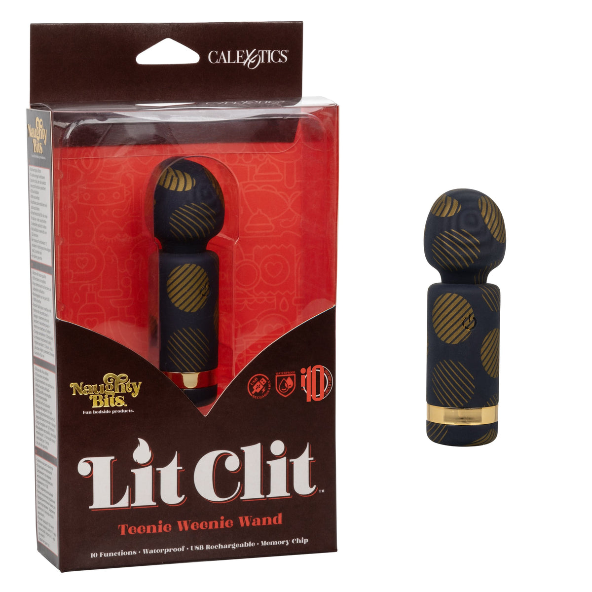 California Exotics - Naughty Bits Lit Clit Teenie Weenie Mini Wand Massager (Black) Mini Wand Massagers (Vibration) Rechargeable 716770094308 CherryAffairs