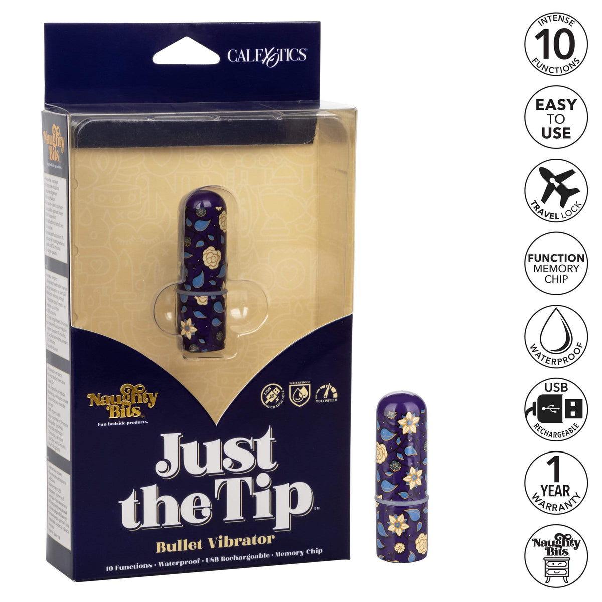 California Exotics - Naughty Bits Just The Tip Bullet Vibrator (Black) Bullet (Vibration) Rechargeable Durio Asia