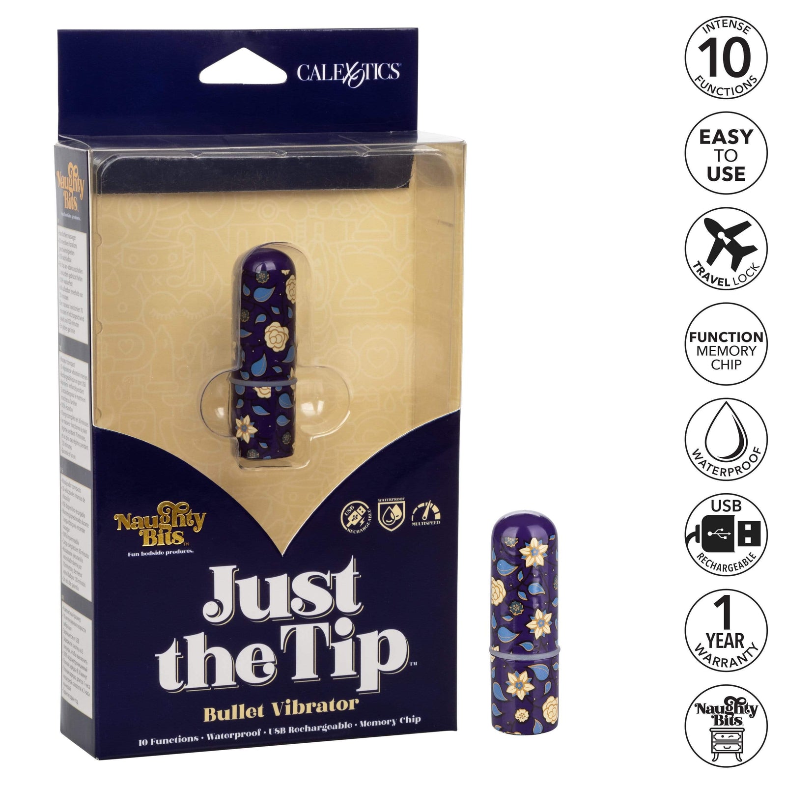 California Exotics - Naughty Bits Just The Tip Bullet Vibrator (Black) Bullet (Vibration) Rechargeable Durio Asia