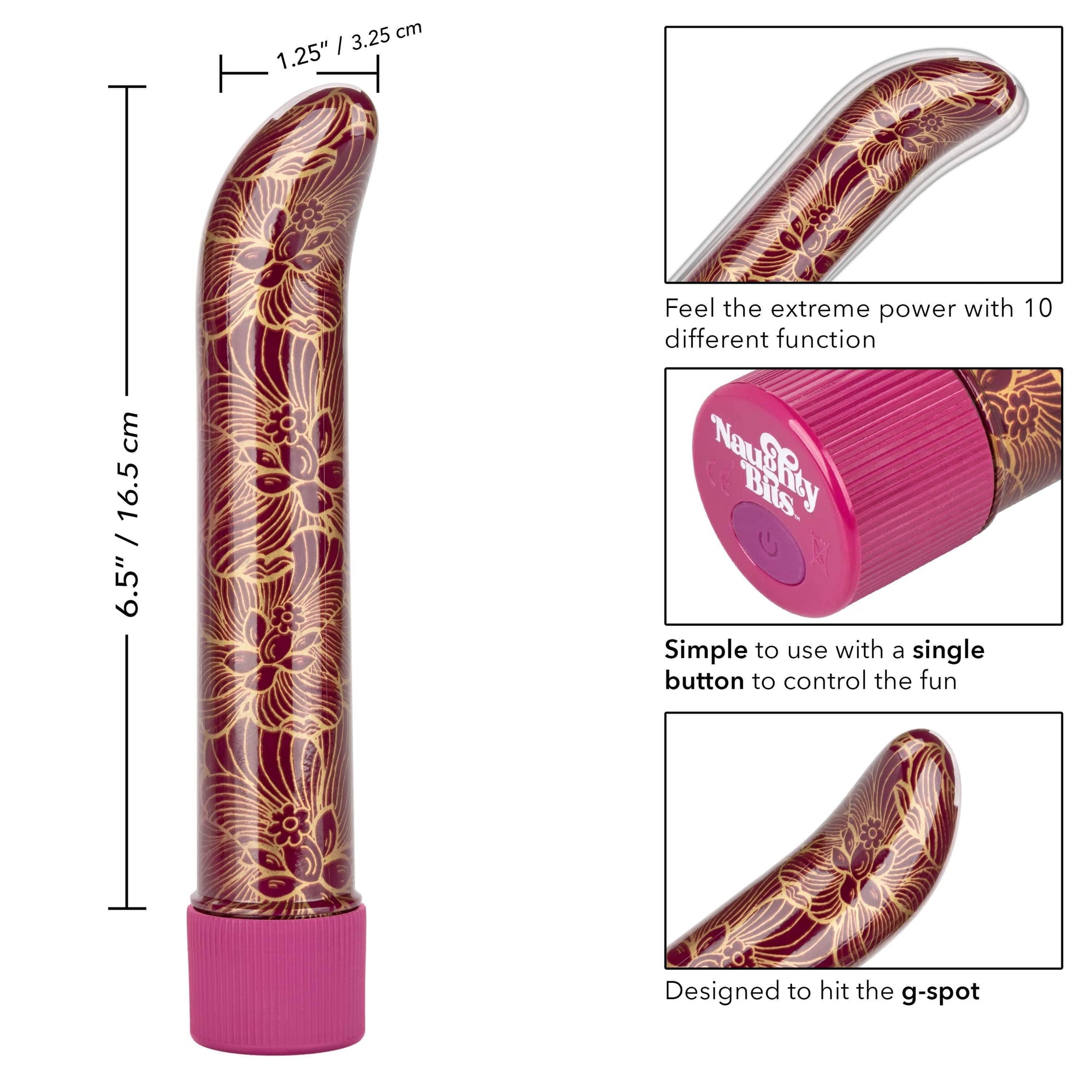 California Exotics - Naughty Bits Oh My G Spot Vibrator (Gold) G Spot Dildo (Vibration) Non Rechargeable 716770094346 CherryAffairs