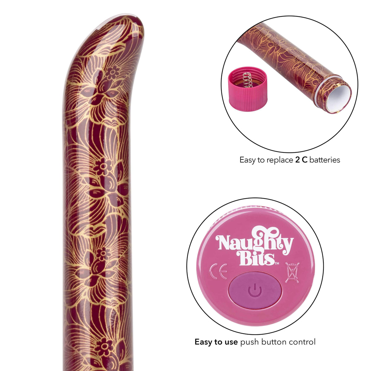 California Exotics - Naughty Bits Oh My G Spot Vibrator (Gold) G Spot Dildo (Vibration) Non Rechargeable 716770094346 CherryAffairs