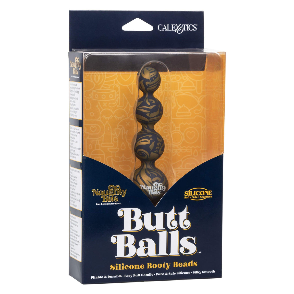 California Exotics - Naughty Bits Butt Balls Silicone Booty Beads (Black) Anal Beads (Non Vibration) 716770094391 CherryAffairs