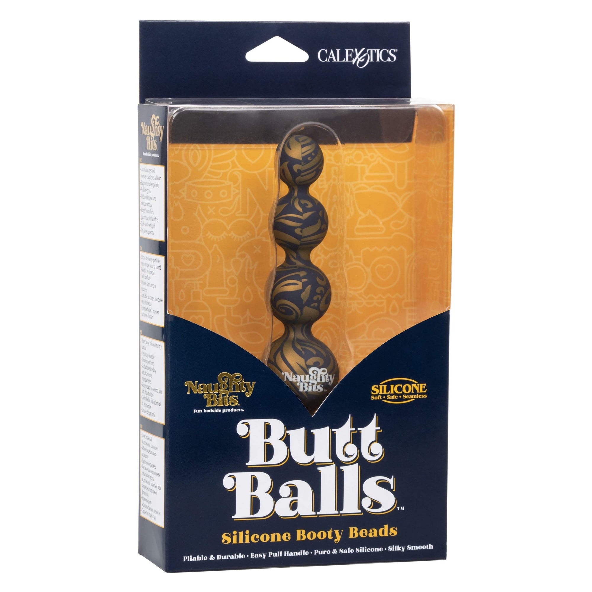 California Exotics - Naughty Bits Butt Balls Silicone Booty Beads (Black) Anal Beads (Non Vibration) 716770094391 CherryAffairs