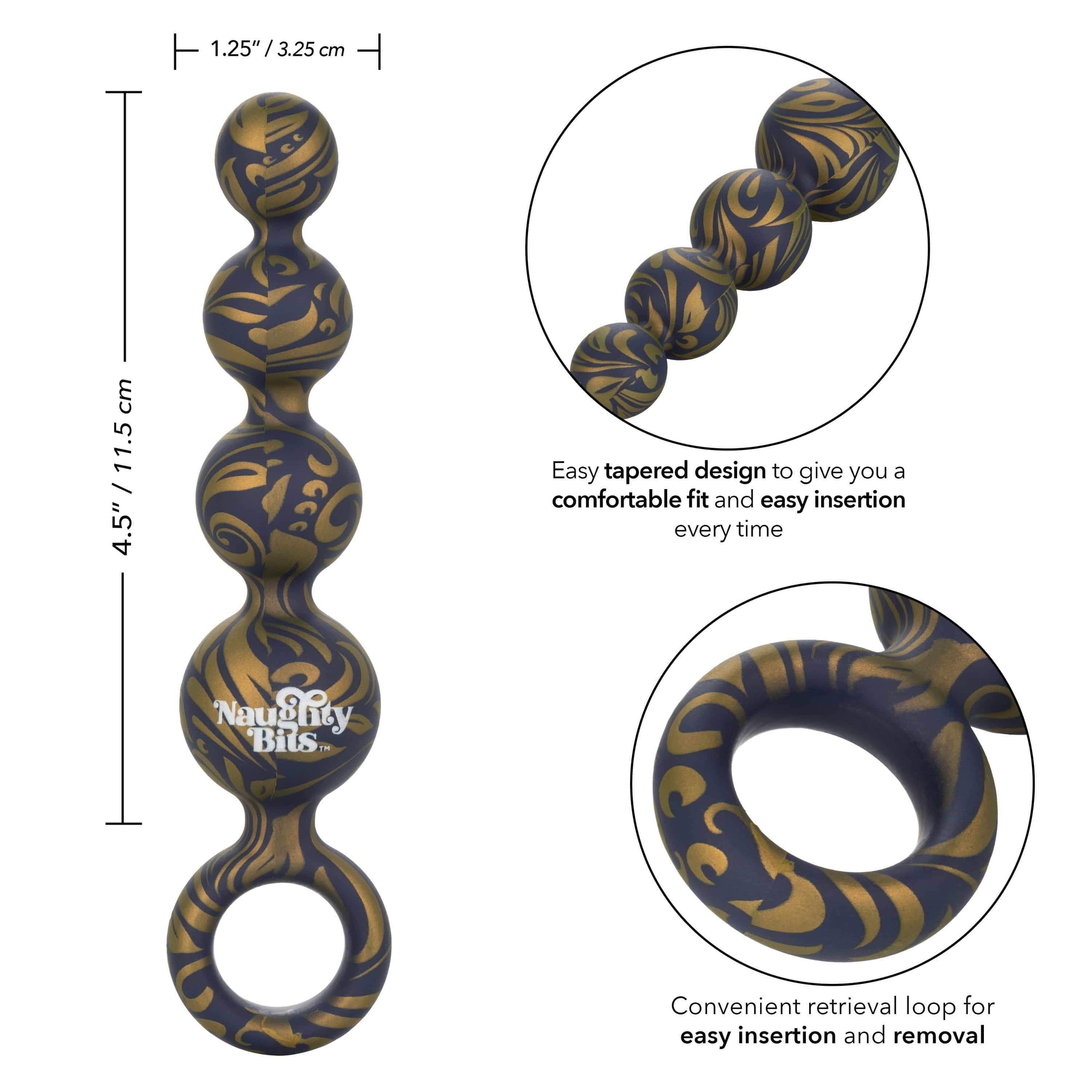 California Exotics - Naughty Bits Butt Balls Silicone Booty Beads (Black) Anal Beads (Non Vibration) 716770094391 CherryAffairs