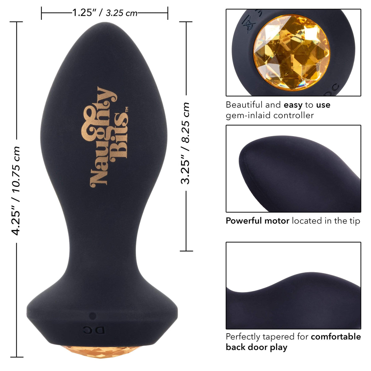 California Exotics - Naughty Bits Shake Your Ass Petite Vibrating Butt Plug (Black) Anal Plug (Vibration) Rechargeable 716770094407 CherryAffairs