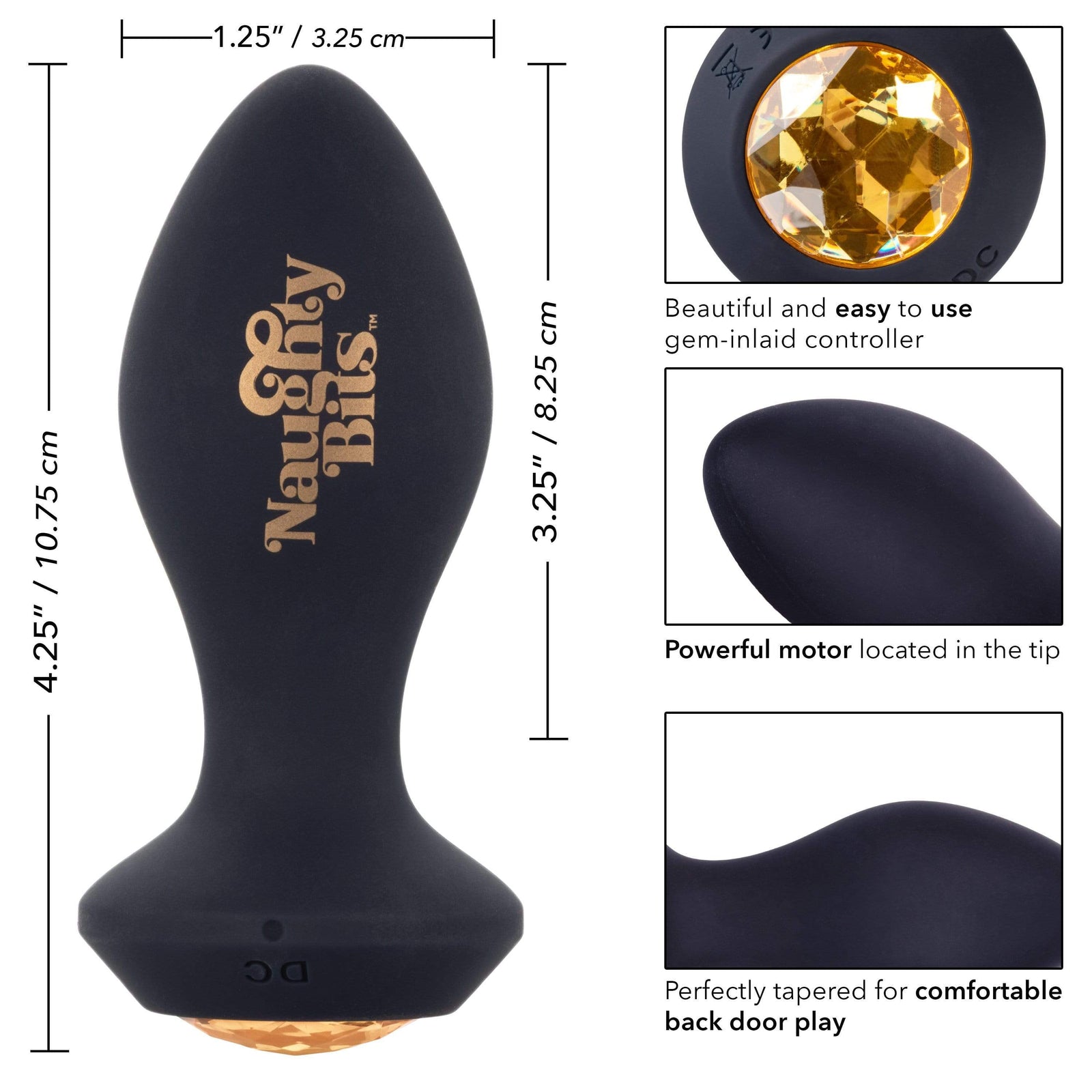 California Exotics - Naughty Bits Shake Your Ass Petite Vibrating Butt Plug (Black) Anal Plug (Vibration) Rechargeable 716770094407 CherryAffairs