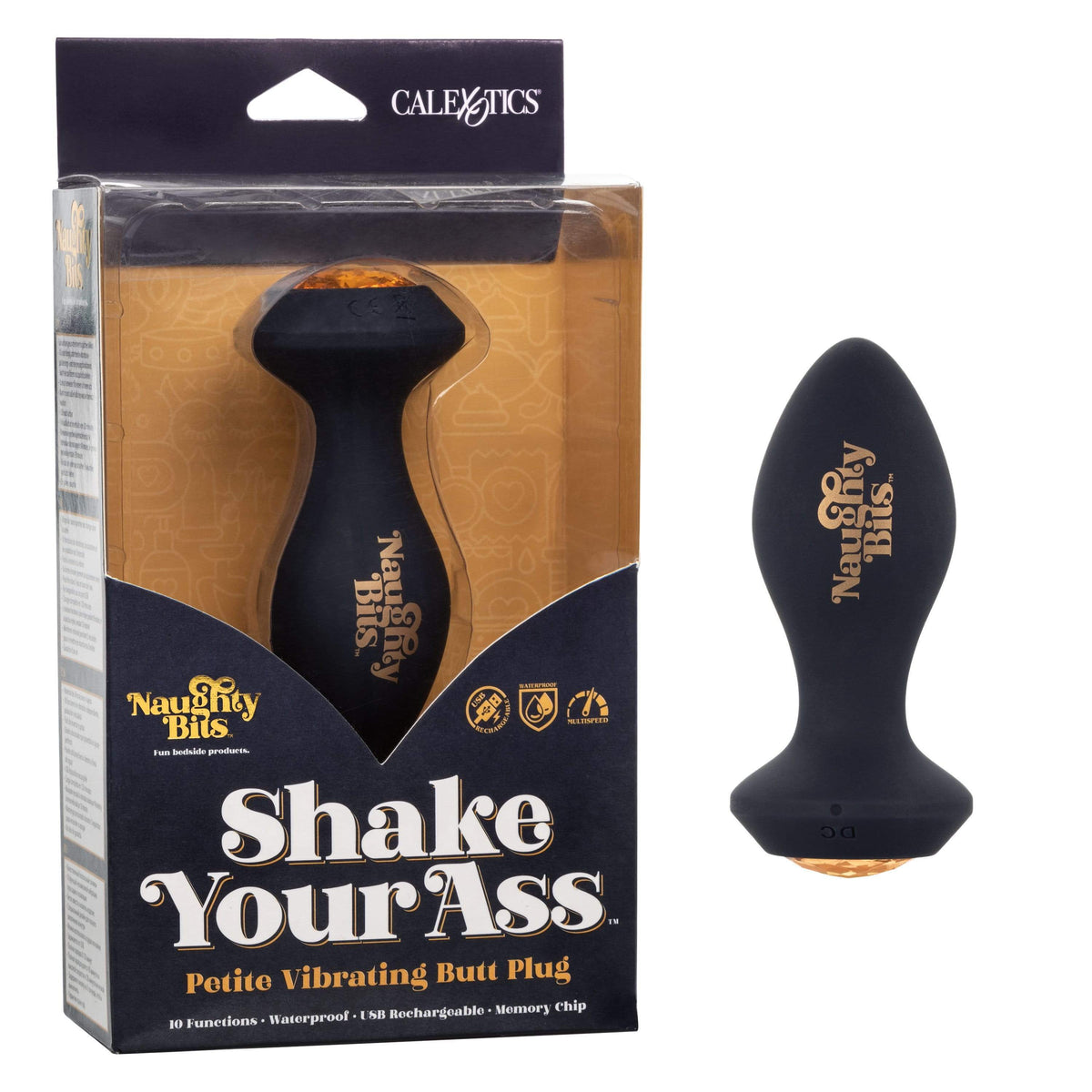 California Exotics - Naughty Bits Shake Your Ass Petite Vibrating Butt Plug (Black) Anal Plug (Vibration) Rechargeable 716770094407 CherryAffairs