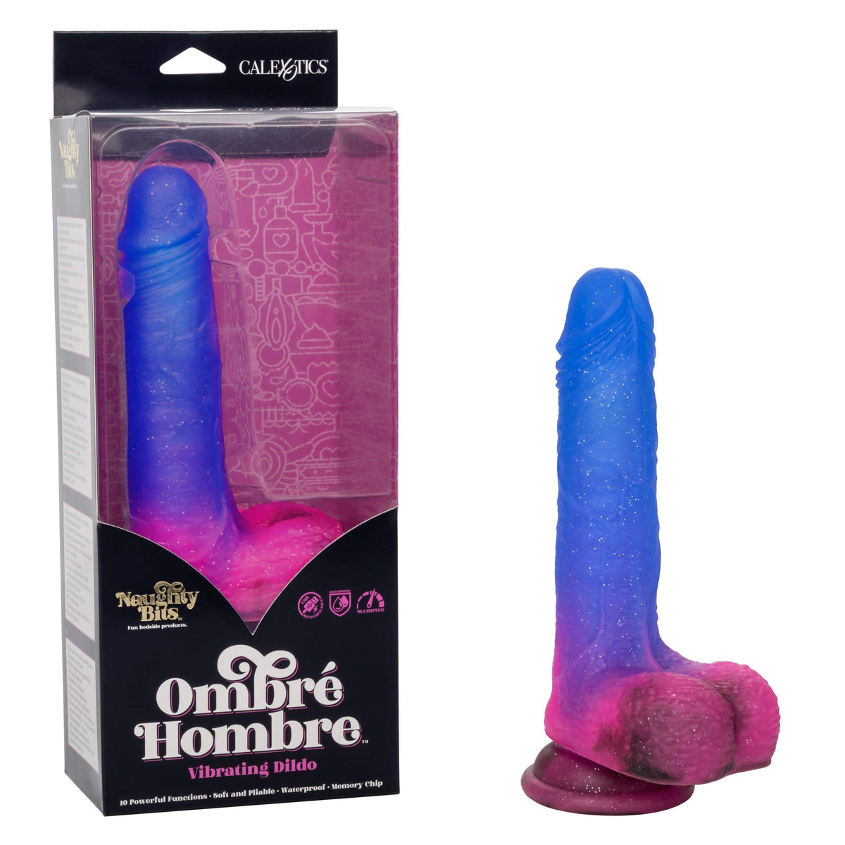California Exotics - Naughty Bits Ombre Hombre Vibrating Dildo (Purple) Realistic Dildo with suction cup (Vibration) Rechargeable 716770094421 CherryAffairs