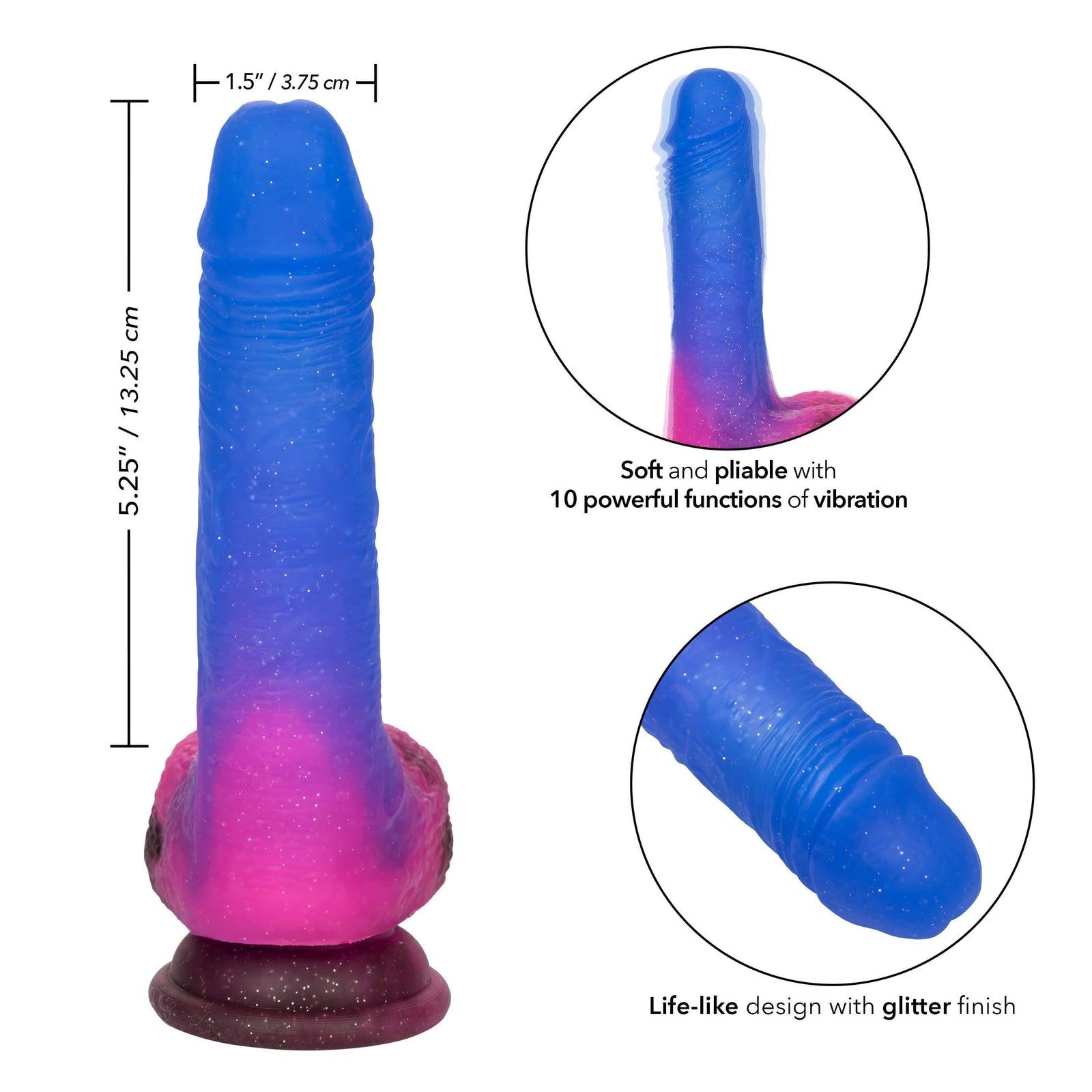 California Exotics - Naughty Bits Ombre Hombre Vibrating Dildo (Purple) Realistic Dildo with suction cup (Vibration) Rechargeable 716770094421 CherryAffairs