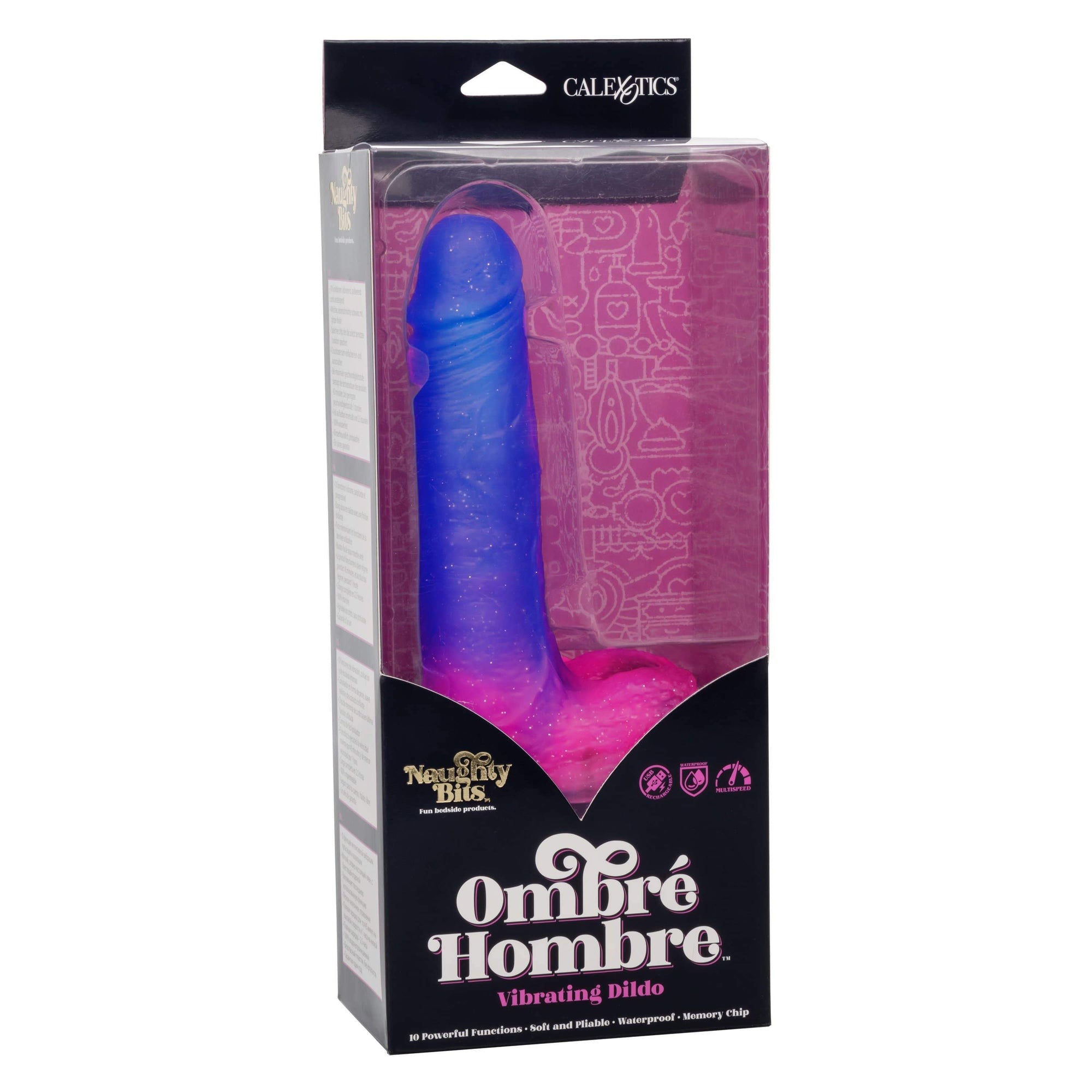 California Exotics - Naughty Bits Ombre Hombre Vibrating Dildo (Purple) Realistic Dildo with suction cup (Vibration) Rechargeable 716770094421 CherryAffairs