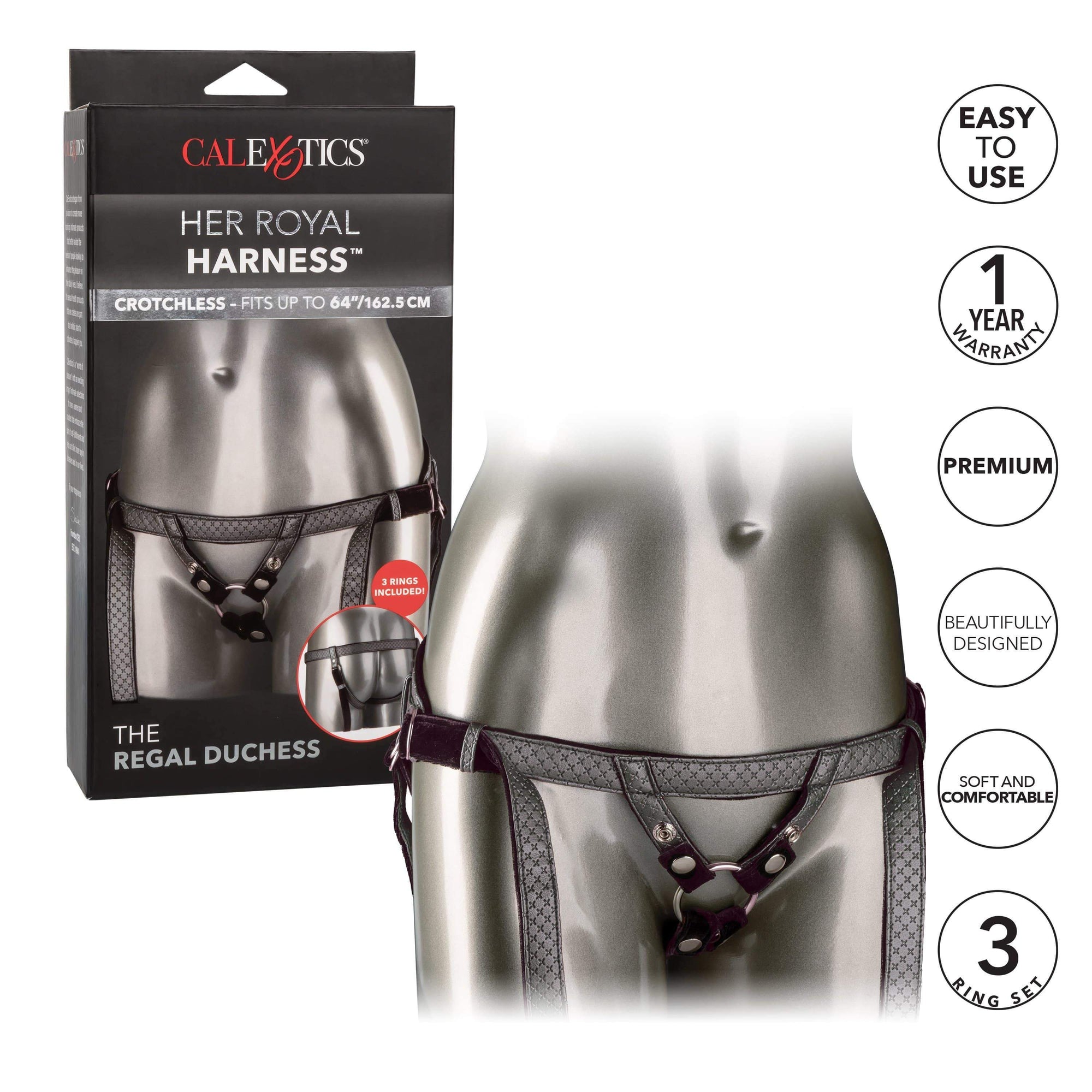 California Exotics - Her Royal Harness The Regal Duchess Strap On (Black) Strap On w/o Dildo Durio Asia