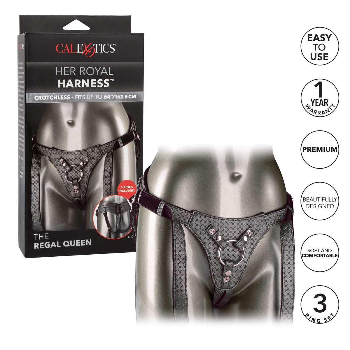 California Exotics - Her Royal Harness The Regal Queen Strap On (Black) Strap On w/o Dildo Durio Asia