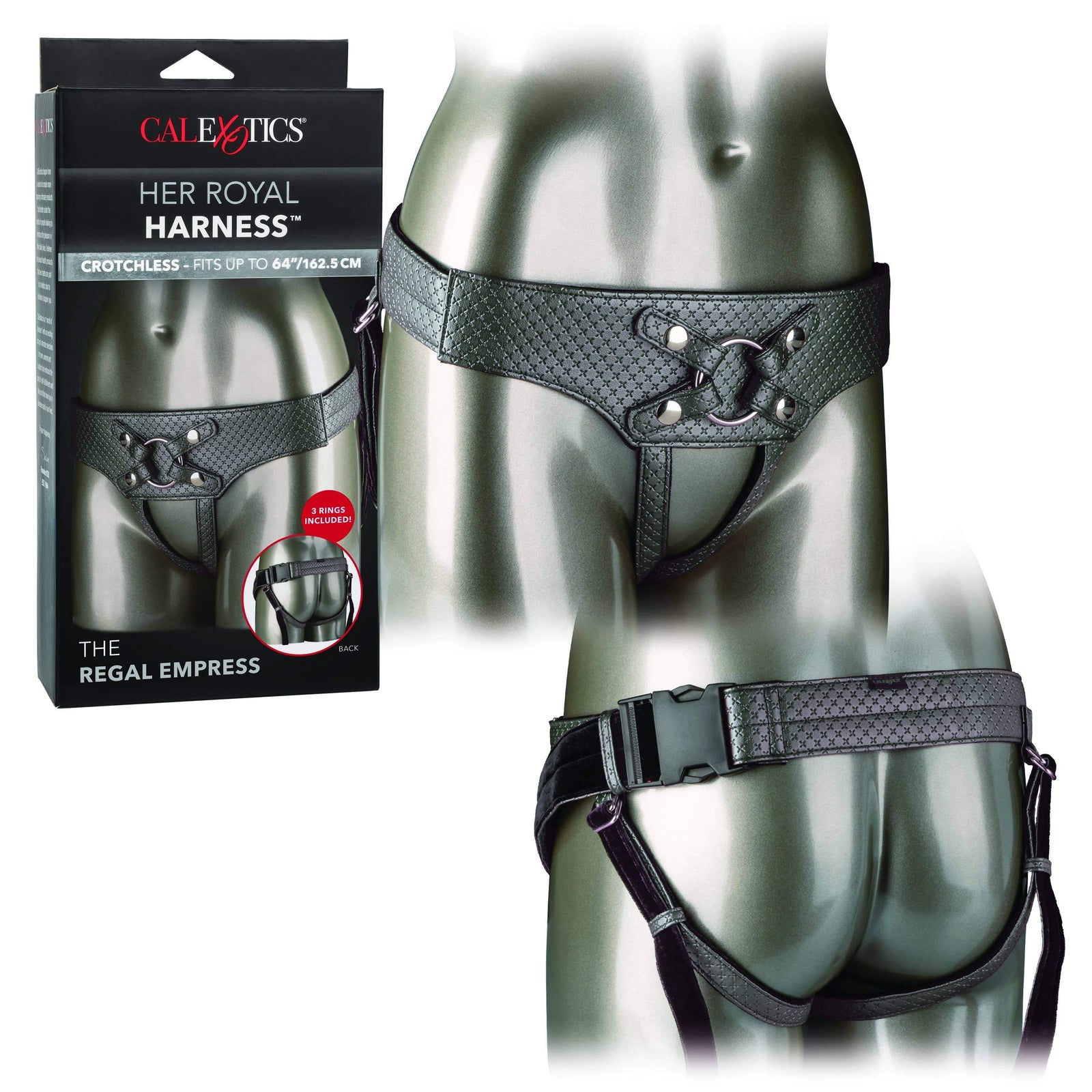 California Exotics - Her Royal Harness The Regal Empress Strap On (Black) Strap On w/o Dildo 716770094551 CherryAffairs