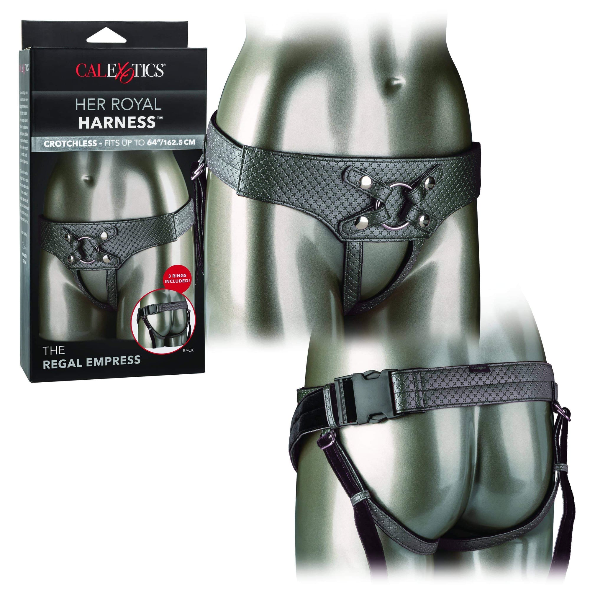 California Exotics - Her Royal Harness The Regal Empress Strap On (Black) Strap On w/o Dildo 716770094551 CherryAffairs