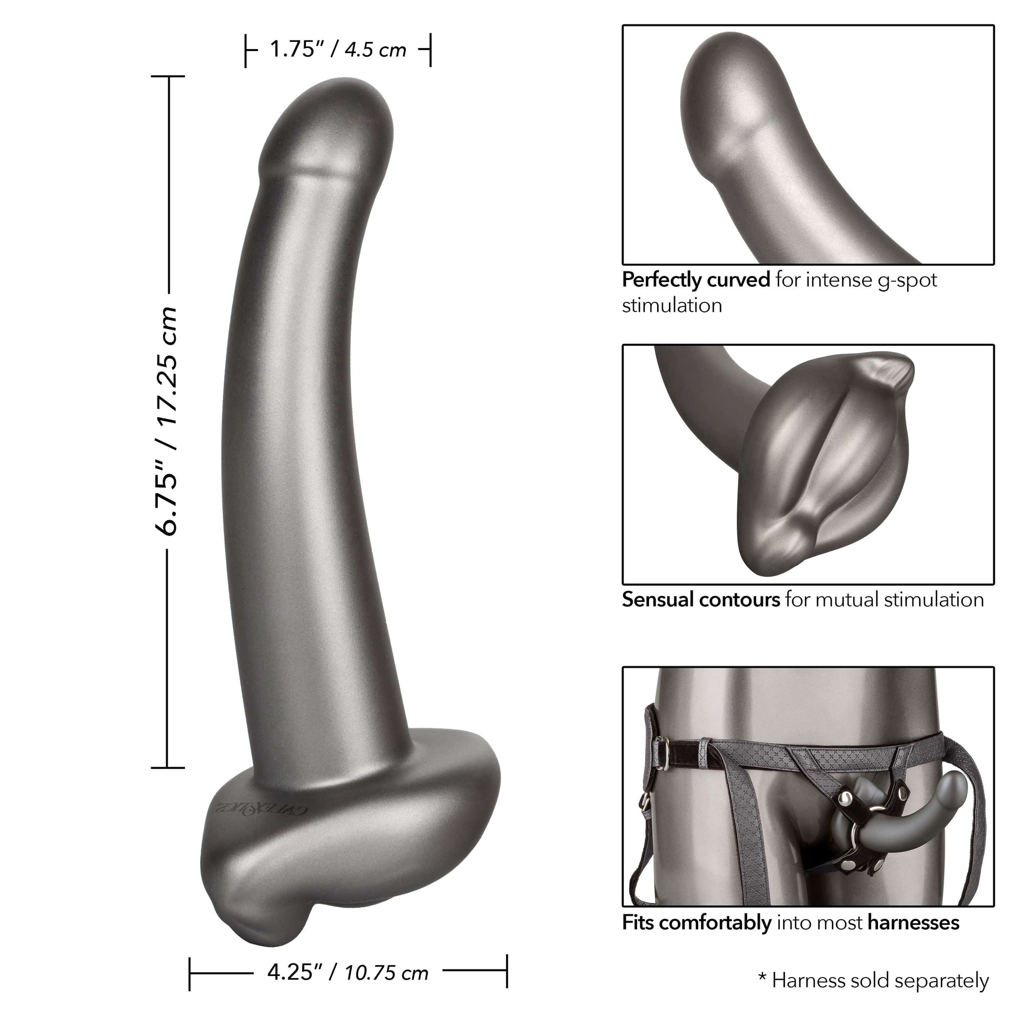 California Exotics - Her Royal Harness Me2 Ultra Soft G Probe Strap On Dildo (Black) Non Realistic Dildo with suction cup (Non Vibration) 716770094674 CherryAffairs