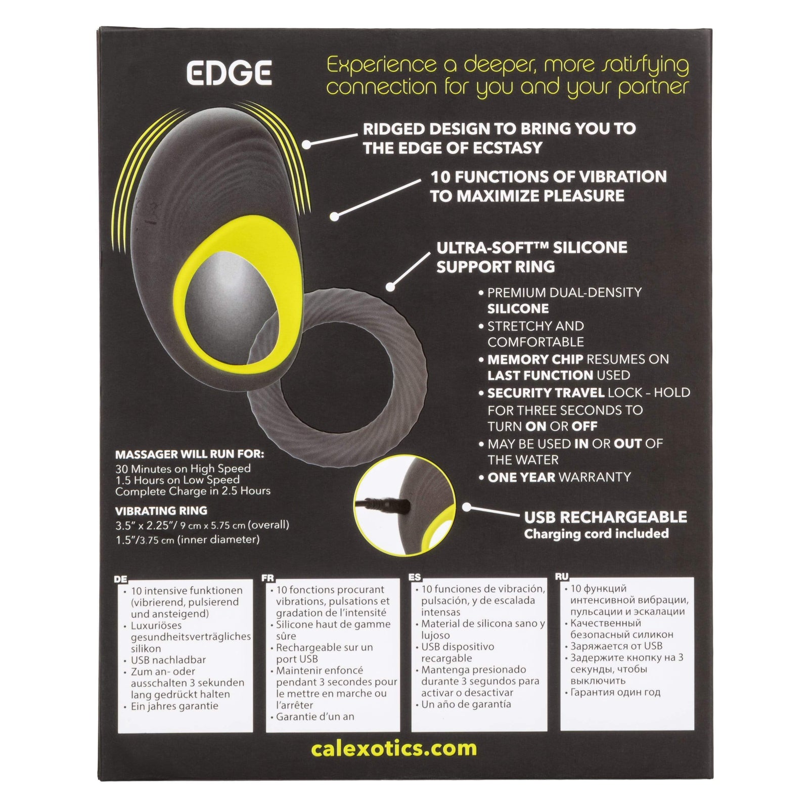 California Exotics - Link Up Edge Vibrating Cock Ring (Grey) Silicone Cock Ring (Vibration) Rechargeable 716770094728 CherryAffairs