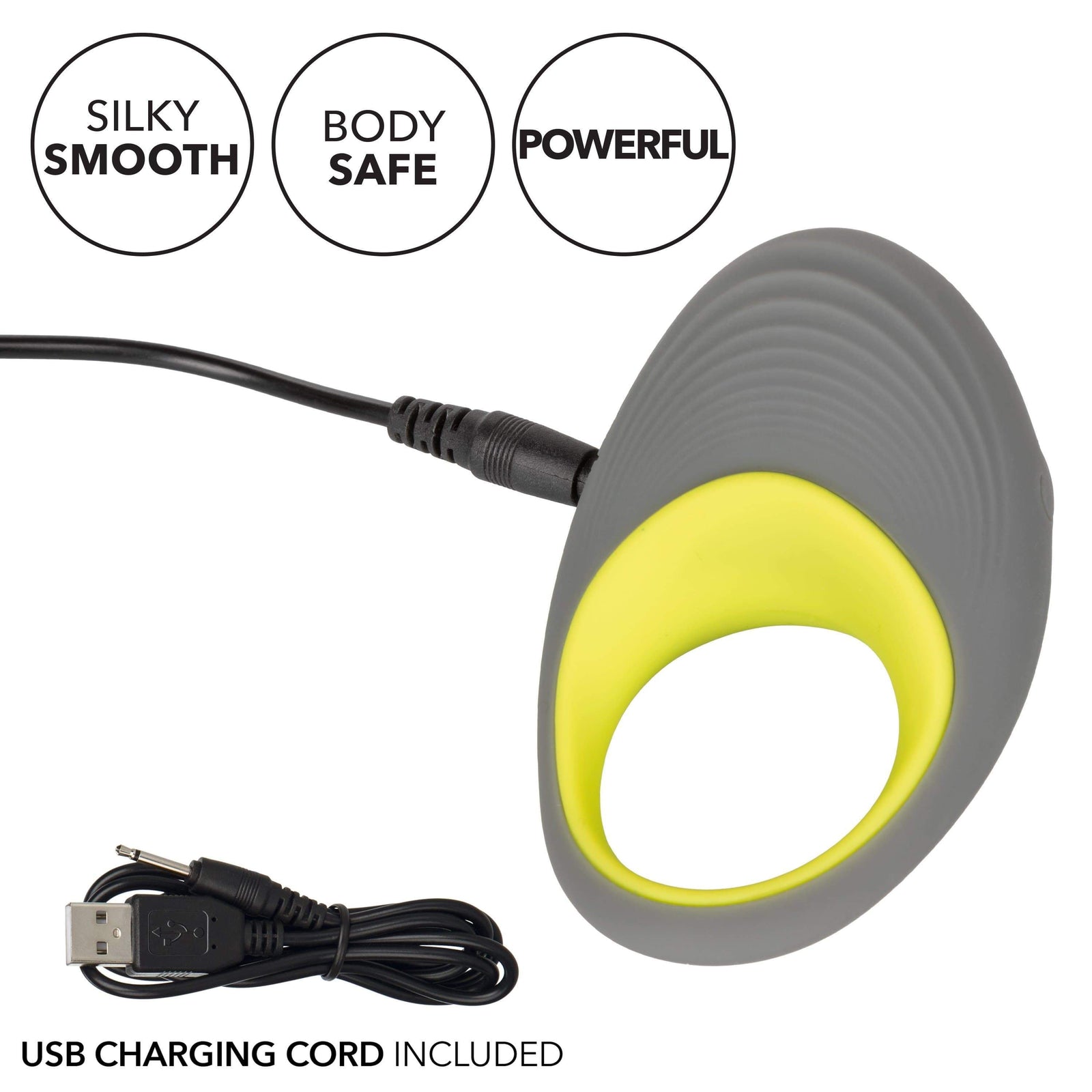 California Exotics - Link Up Edge Vibrating Cock Ring (Grey) Silicone Cock Ring (Vibration) Rechargeable 716770094728 CherryAffairs