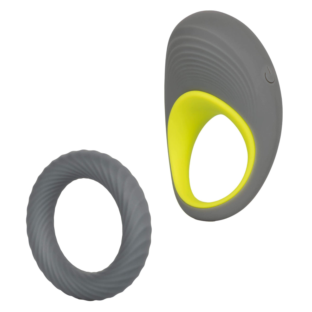 California Exotics - Link Up Edge Vibrating Cock Ring (Grey) - Grey - Silicone Cock Ring (Vibration) Rechargeable
