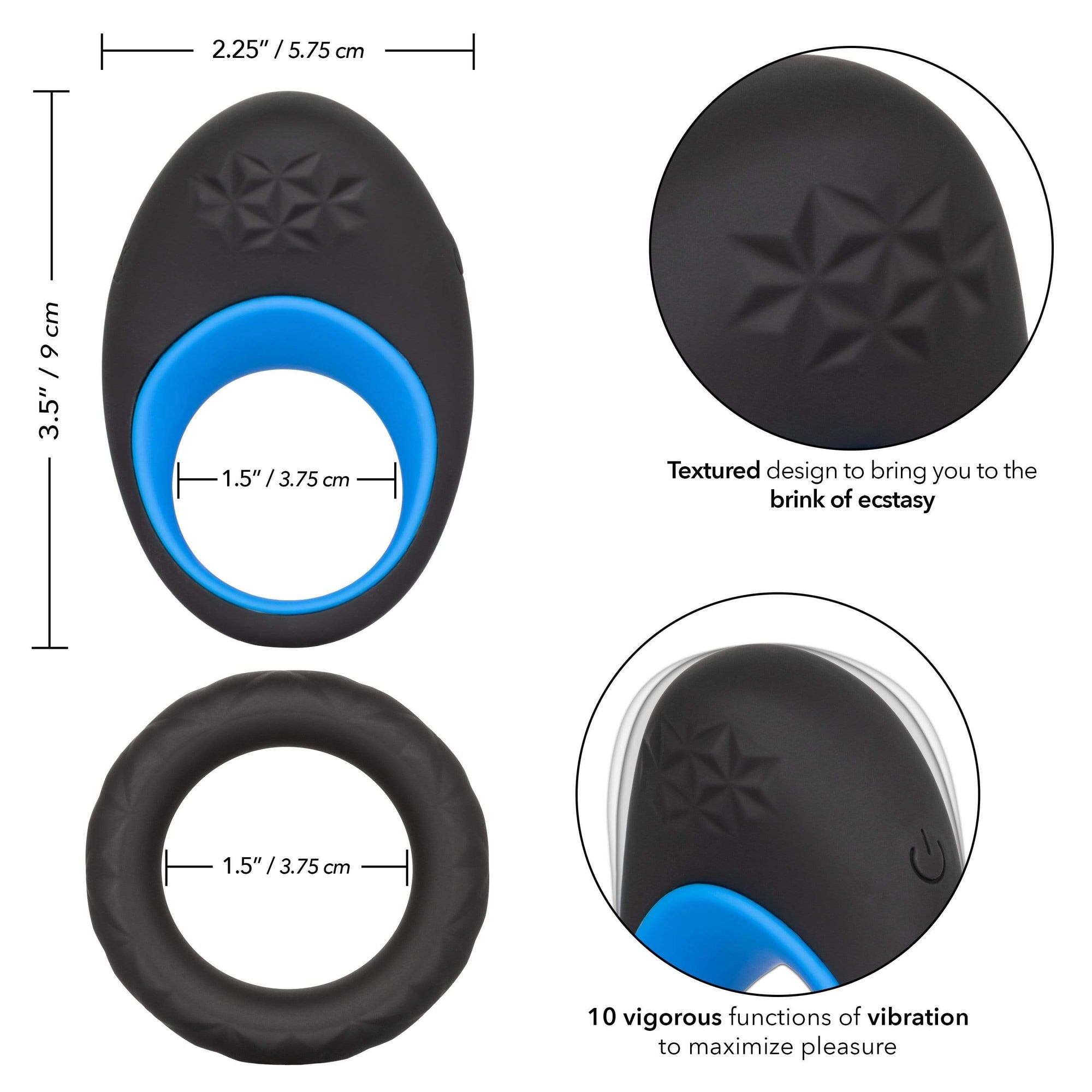 California Exotics - Link Up Max Vibrating Cock Ring (Black) Silicone Cock Ring (Vibration) Rechargeable 716770094735 CherryAffairs