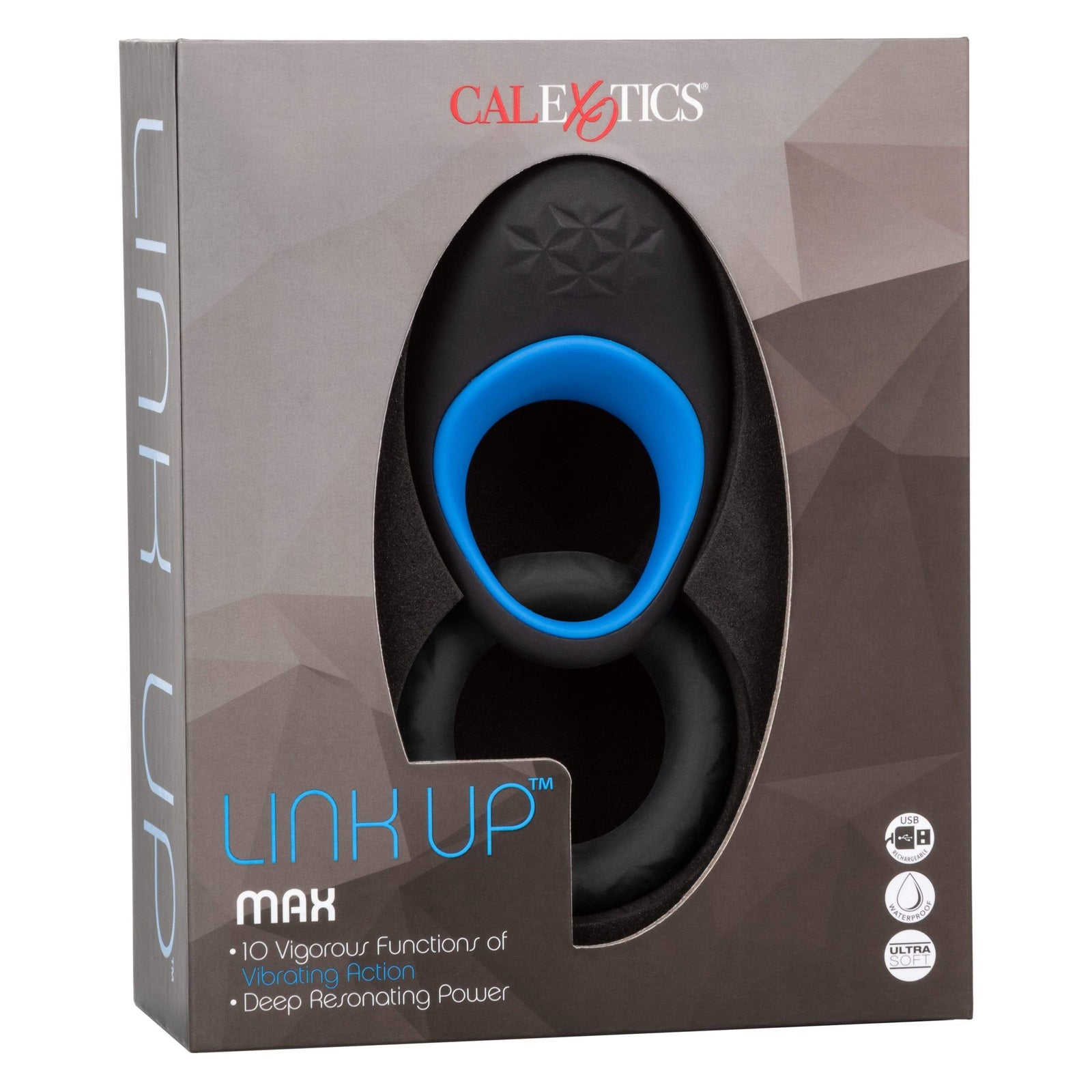 California Exotics - Link Up Max Vibrating Cock Ring (Black) Silicone Cock Ring (Vibration) Rechargeable 716770094735 CherryAffairs