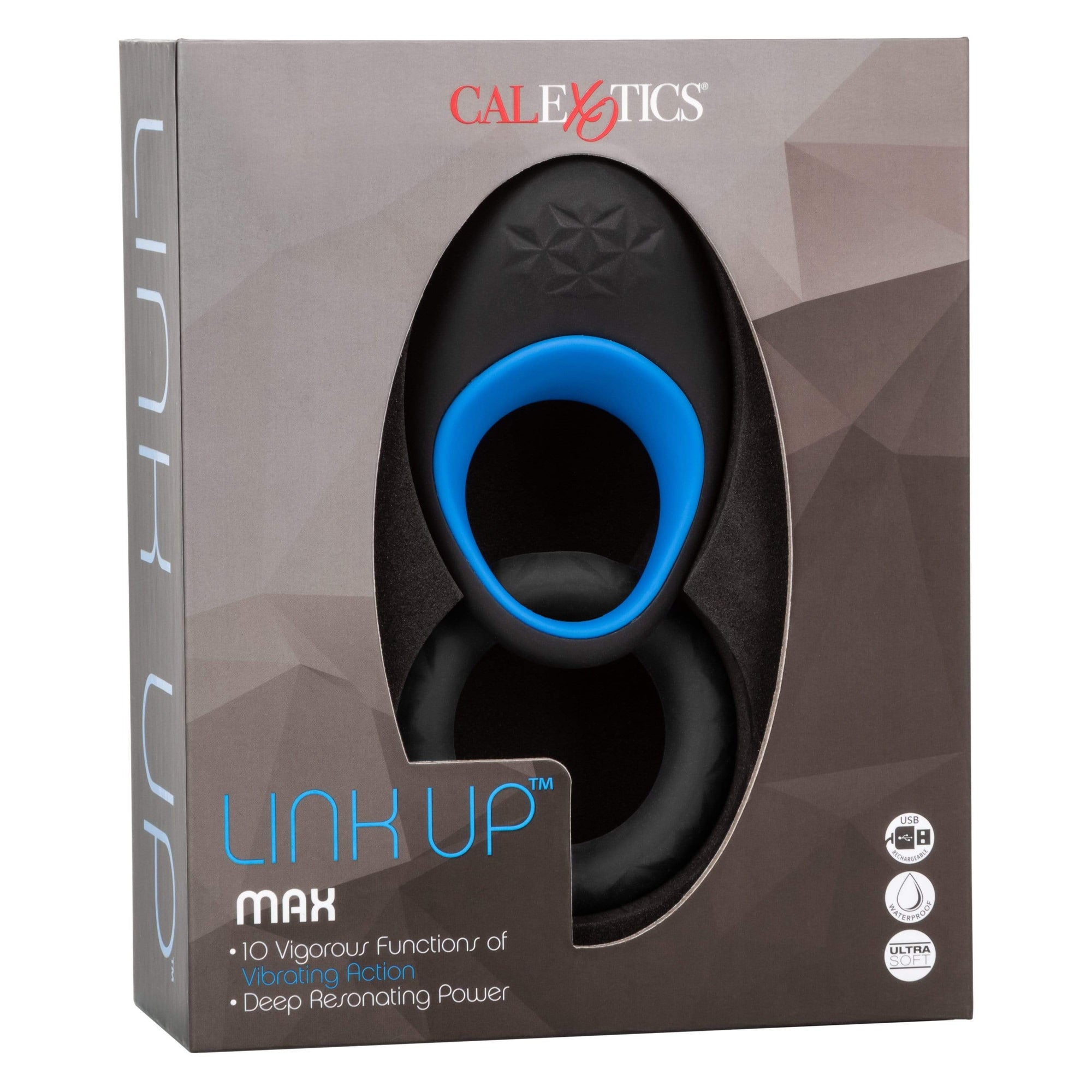 California Exotics - Link Up Max Vibrating Cock Ring (Black) Silicone Cock Ring (Vibration) Rechargeable 716770094735 CherryAffairs