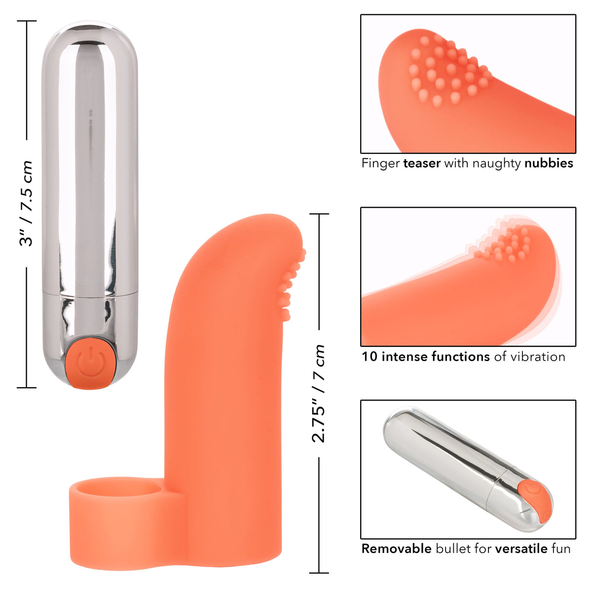 California Exotics - Intimate Play Rechargeable Finger Tickler Clit Massager (Orange) Clit Massager (Vibration) Rechargeable 716770094759 CherryAffairs