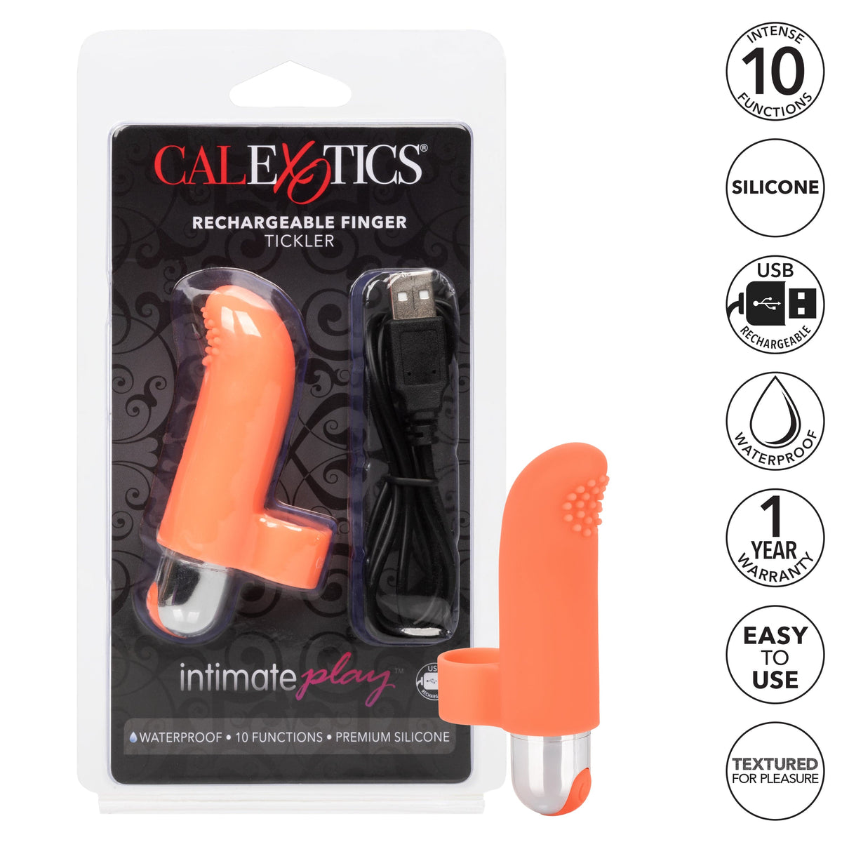 California Exotics - Intimate Play Rechargeable Finger Tickler Clit Massager (Orange) Clit Massager (Vibration) Rechargeable 716770094759 CherryAffairs