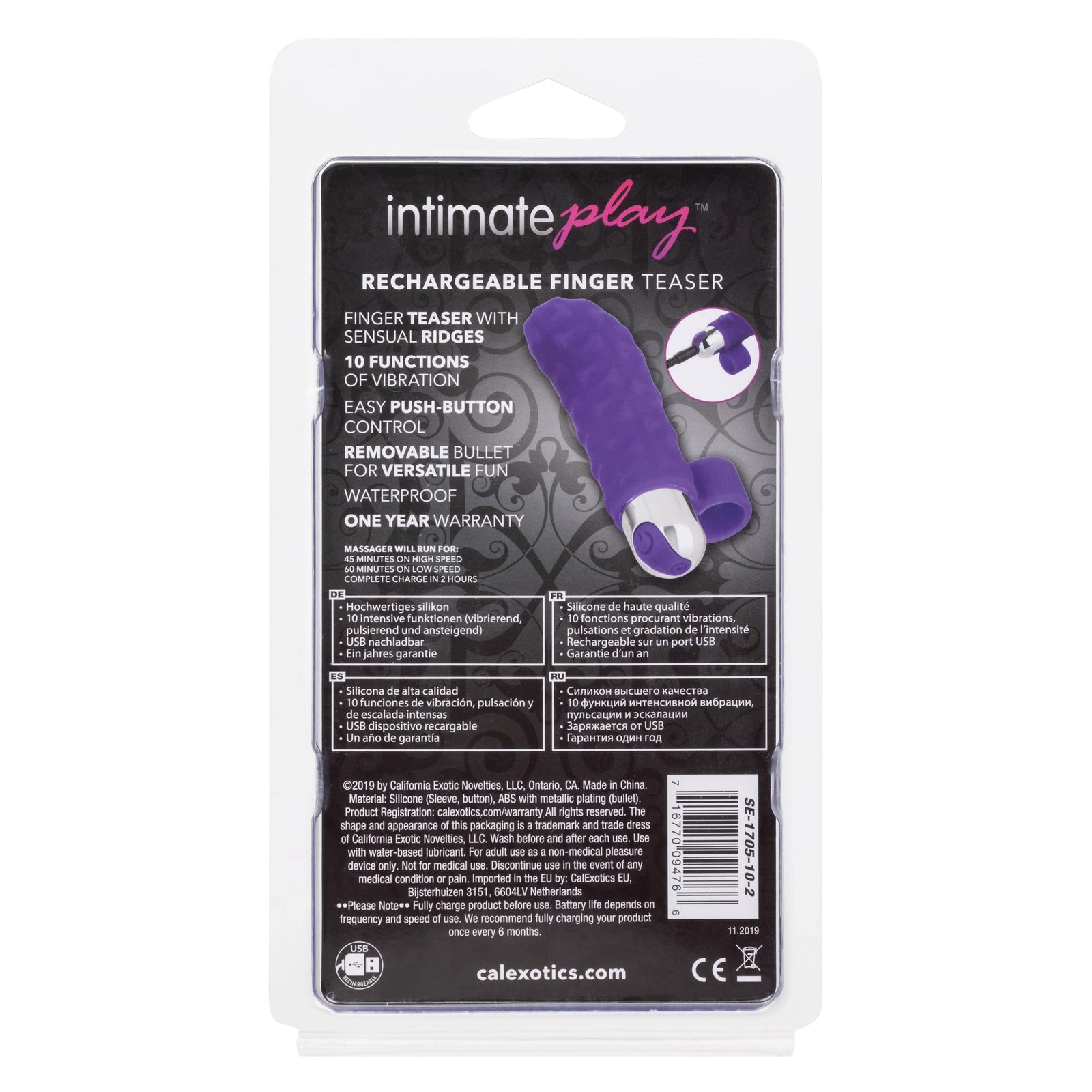 California Exotics - Intimate Play Rechargeable Finger Teaser Clit Massager (Purple) Clit Massager (Vibration) Rechargeable 620050066 CherryAffairs
