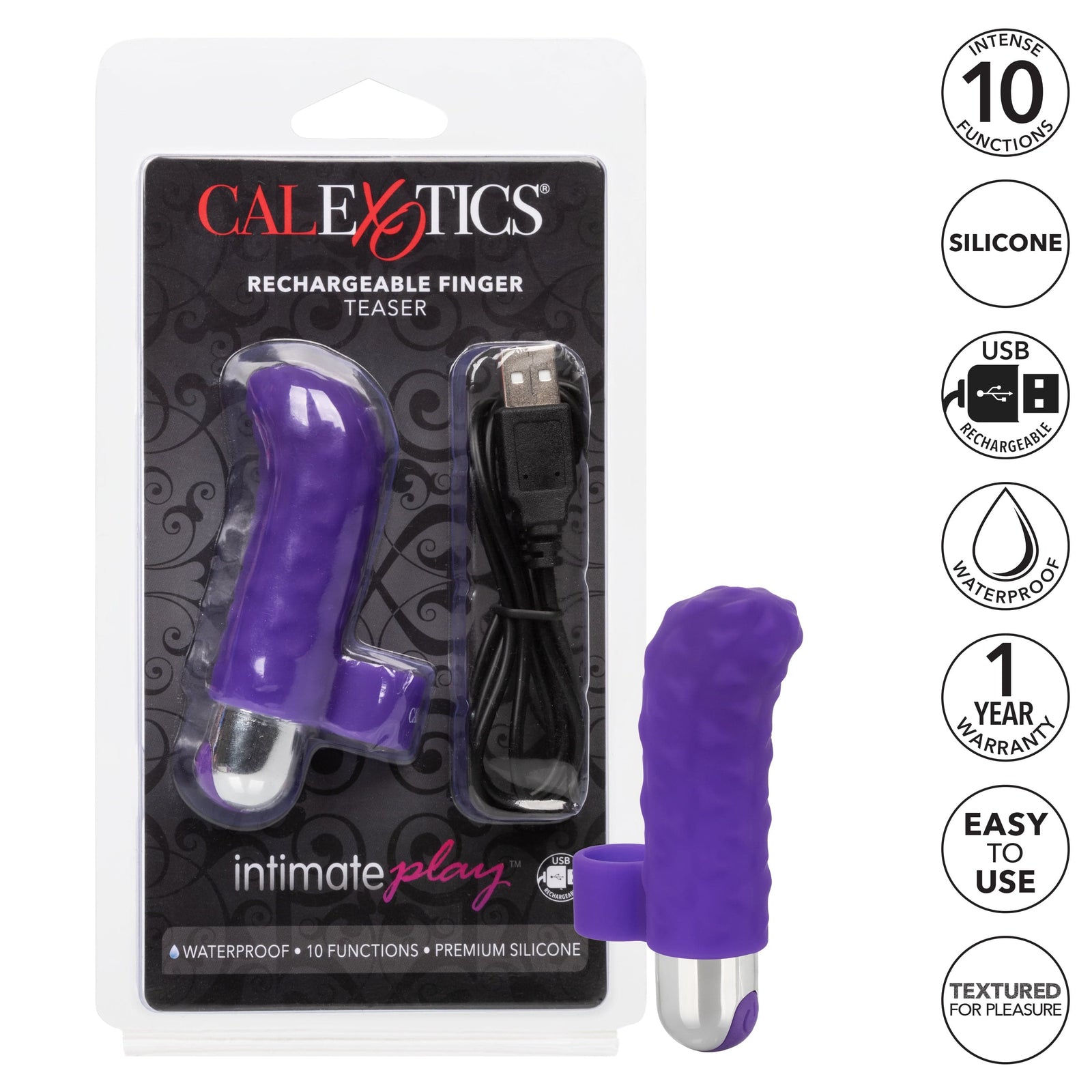 California Exotics - Intimate Play Rechargeable Finger Teaser Clit Massager (Purple) Clit Massager (Vibration) Rechargeable 620050066 CherryAffairs