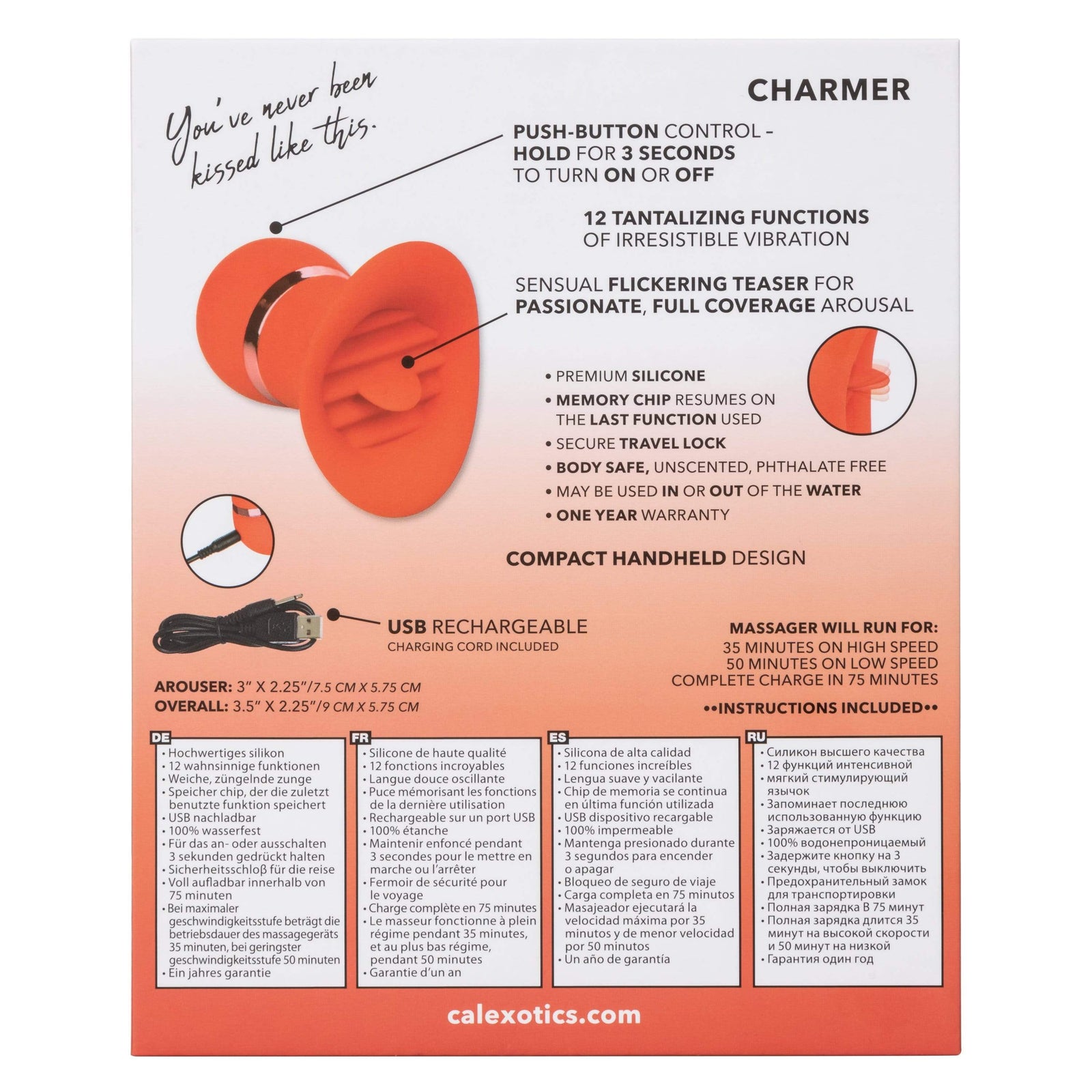 California Exotics - French Kiss Charmer Clit Massager (Red) Clit Massager (Vibration) Rechargeable 716770094780 CherryAffairs