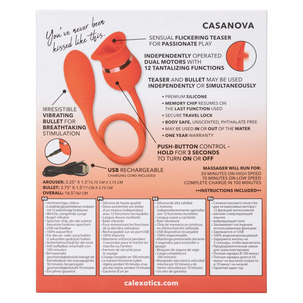 California Exotics - French Kiss Casanova Egg and Clit Massager (Red) Clit Massager (Vibration) Rechargeable 716770094797 CherryAffairs